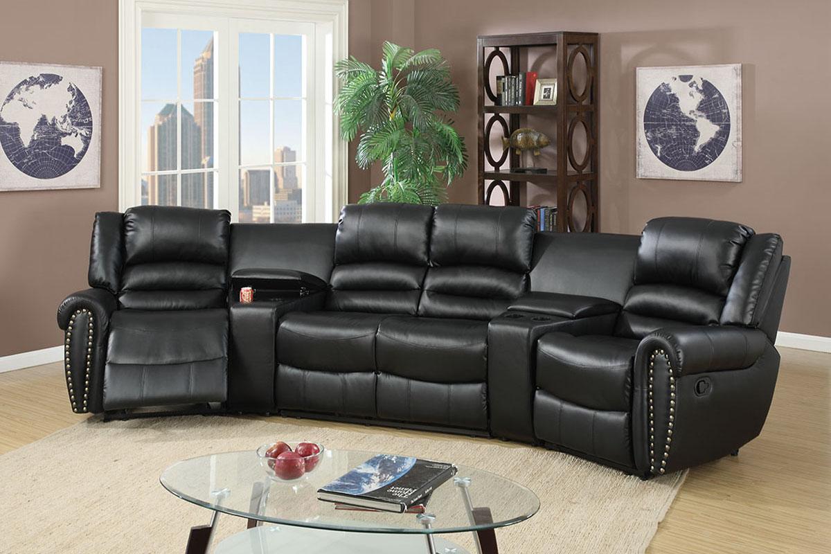 Contemporary, Modern Reclining Sectional F6747 F6747 in Black Bonded Leather