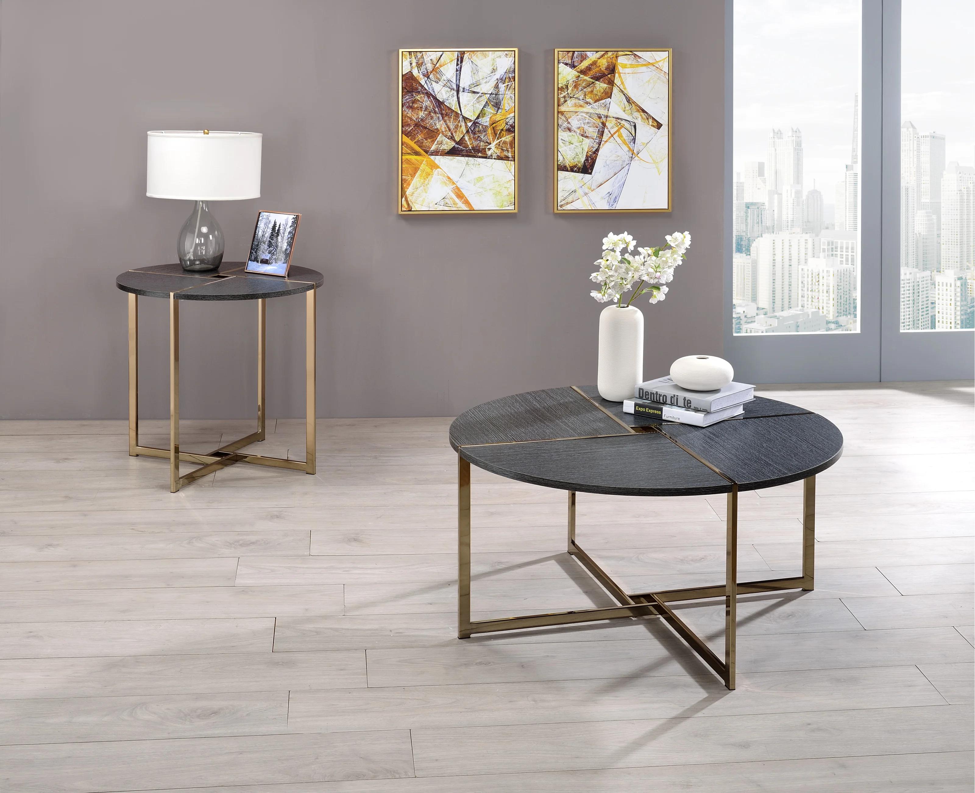 Modern Coffee Table and 2 End Tables Bromia 83005-3pcs in Black 