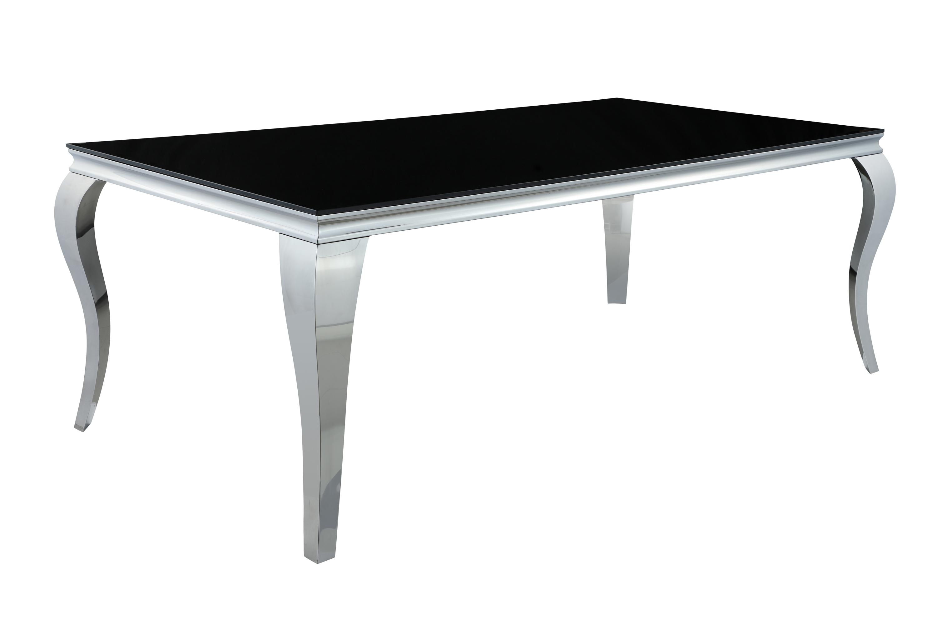

    
Modern Black & Chrome Tempered Glass Top Dining Table Coaster 115071 Carone
