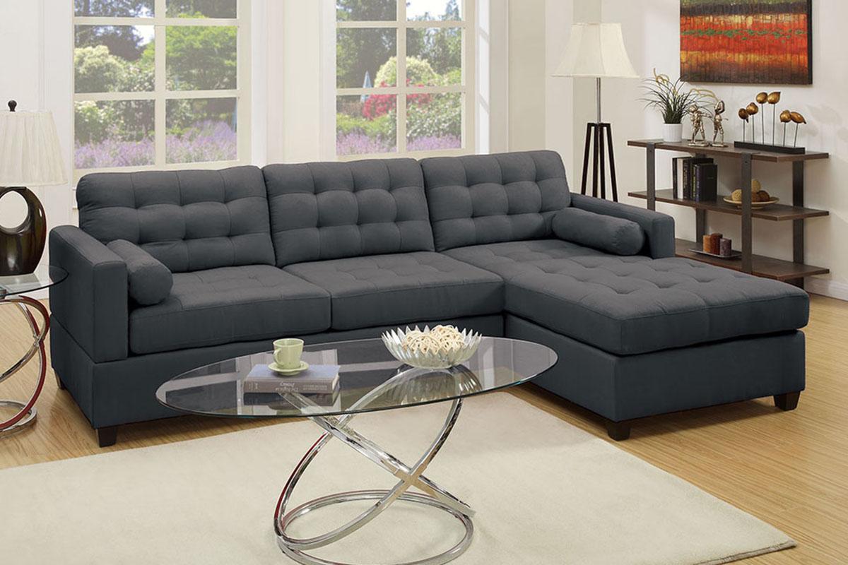 Contemporary, Modern 2-Pcs Sectional Sofa F7587 F7587 in Gray Fabric