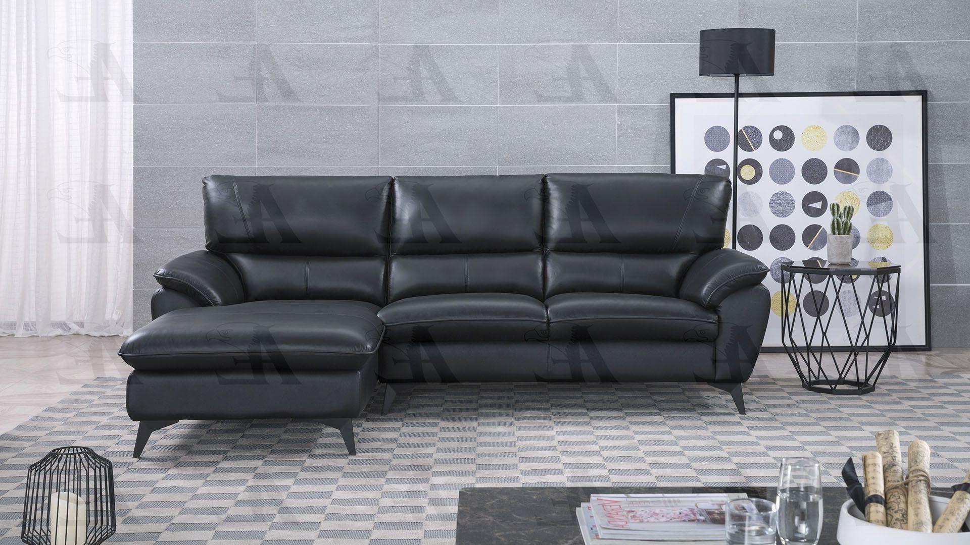 

    
Black Genuine Leather Sectional Sofa RIGHT EK-L153-BK American Eagle Modern
