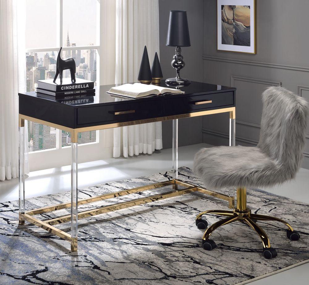 

    
Modern Black & Gold Finish Desk by Acme 93104 Adiel
