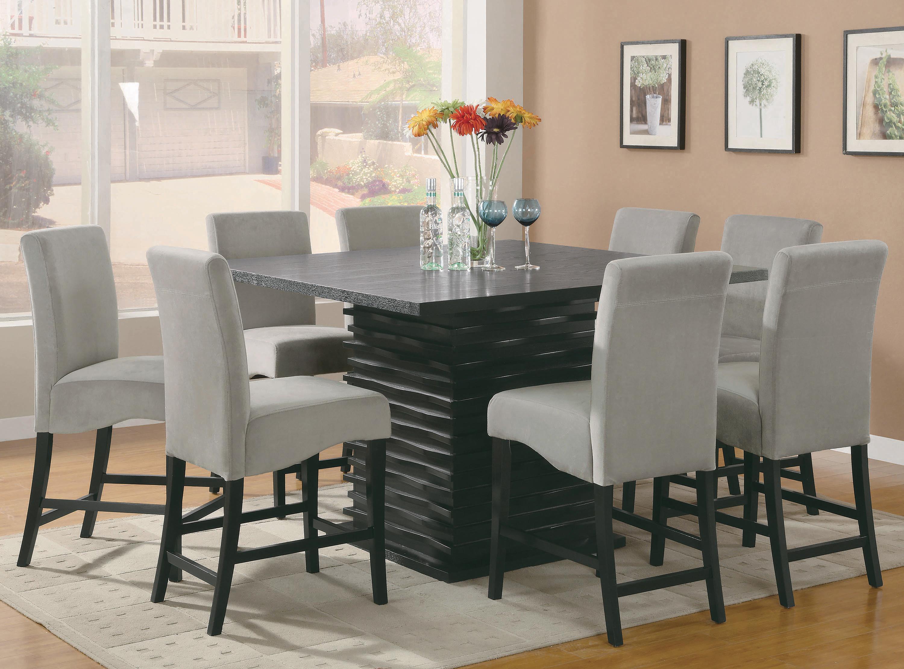 Modern Dining Room Set 102068-S9 Stanton 102068-S9 in Black Fabric