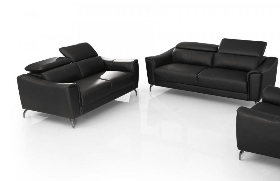 Contemporary, Modern Sofa Set VGBNS-1803-BLK-Set-2 VGBNS-1803-BLK-Set-2 in Black Leather