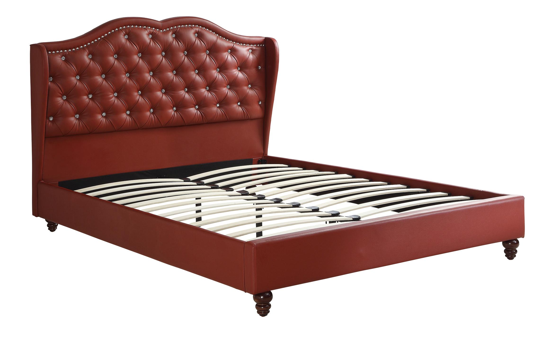 

    
Modern Red Faux Leather Queen Bed F9366 Poundex
