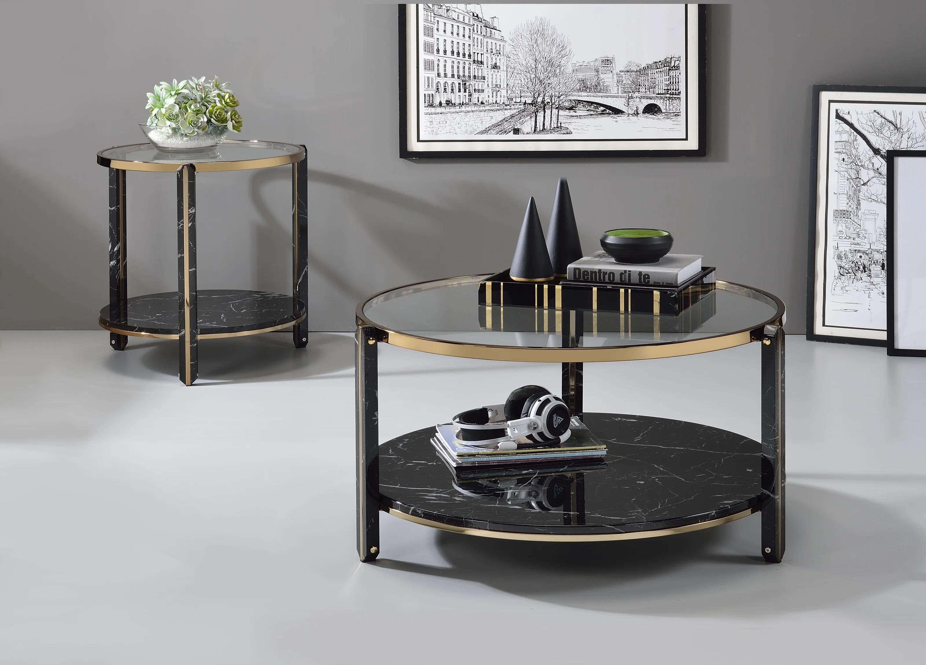 Modern Coffee Table and 2 End Tables Thistle 83305-3pcs in Black 