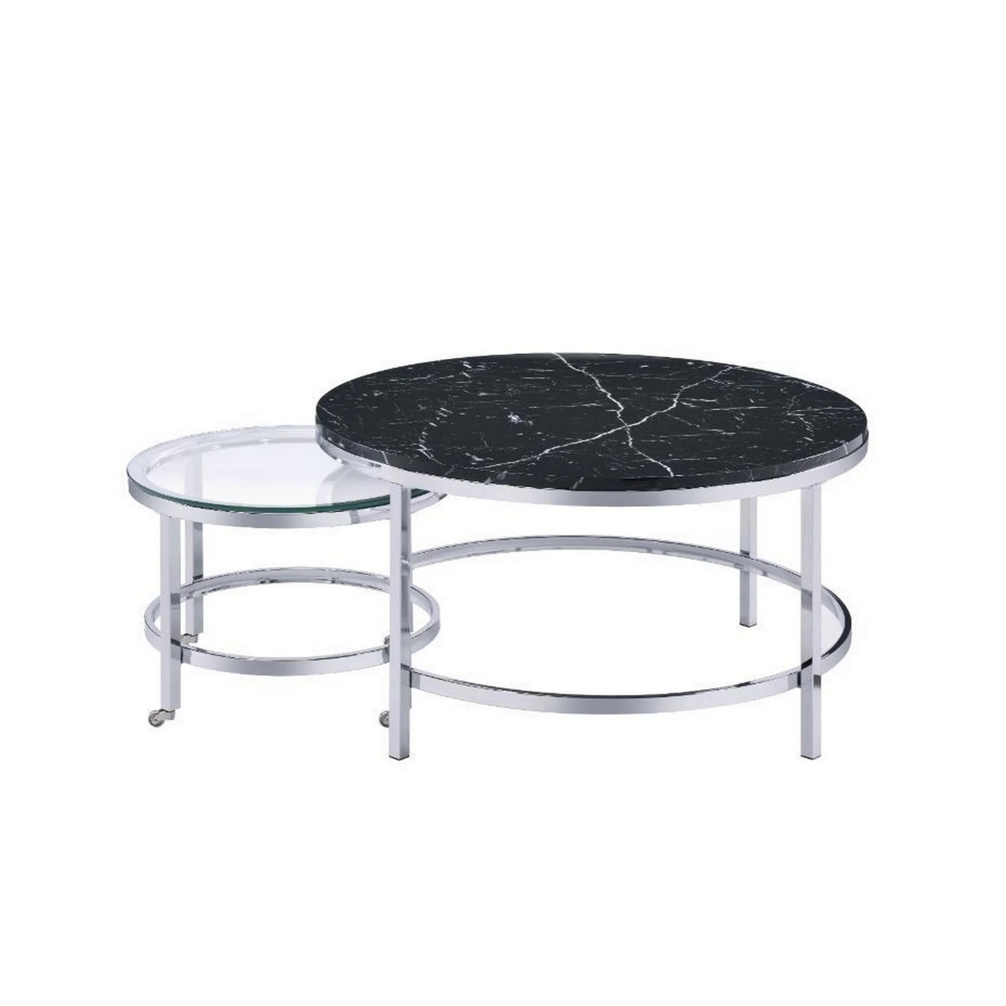 

    
Acme Furniture Virlana Nesting Tables End Table Clear/Black 82475-2pcs
