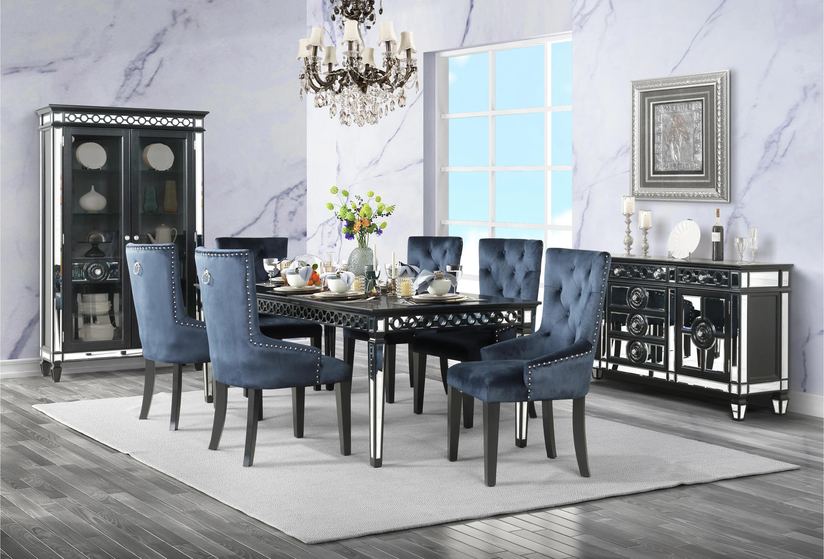 

    
Modern Black & Silver Dining Room Set by Acme Varian II DN00590-7pcs
