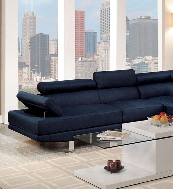 

    
Blue Fabric 2-Pcs Sectional Sofa Set F7569 Poundex Modern Contemporary
