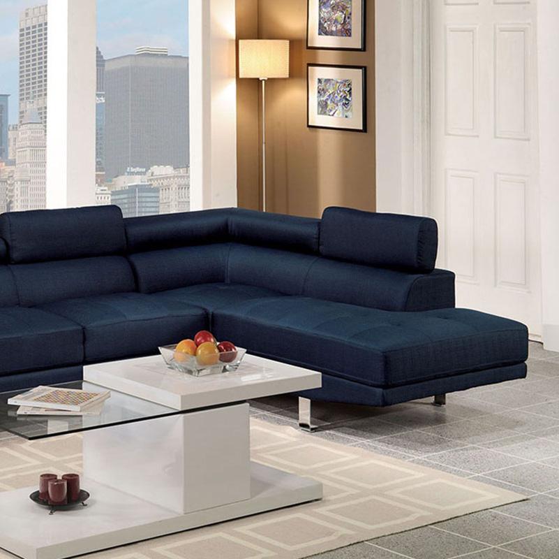 

    
Poundex Furniture F7569 2-Pcs Sectional Sofa Blue F7569
