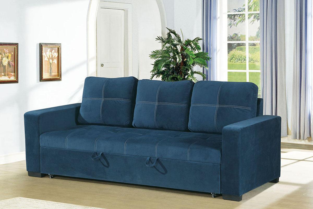 Contemporary, Modern Convertible Sofa F6531 F6531 in Blue Fabric