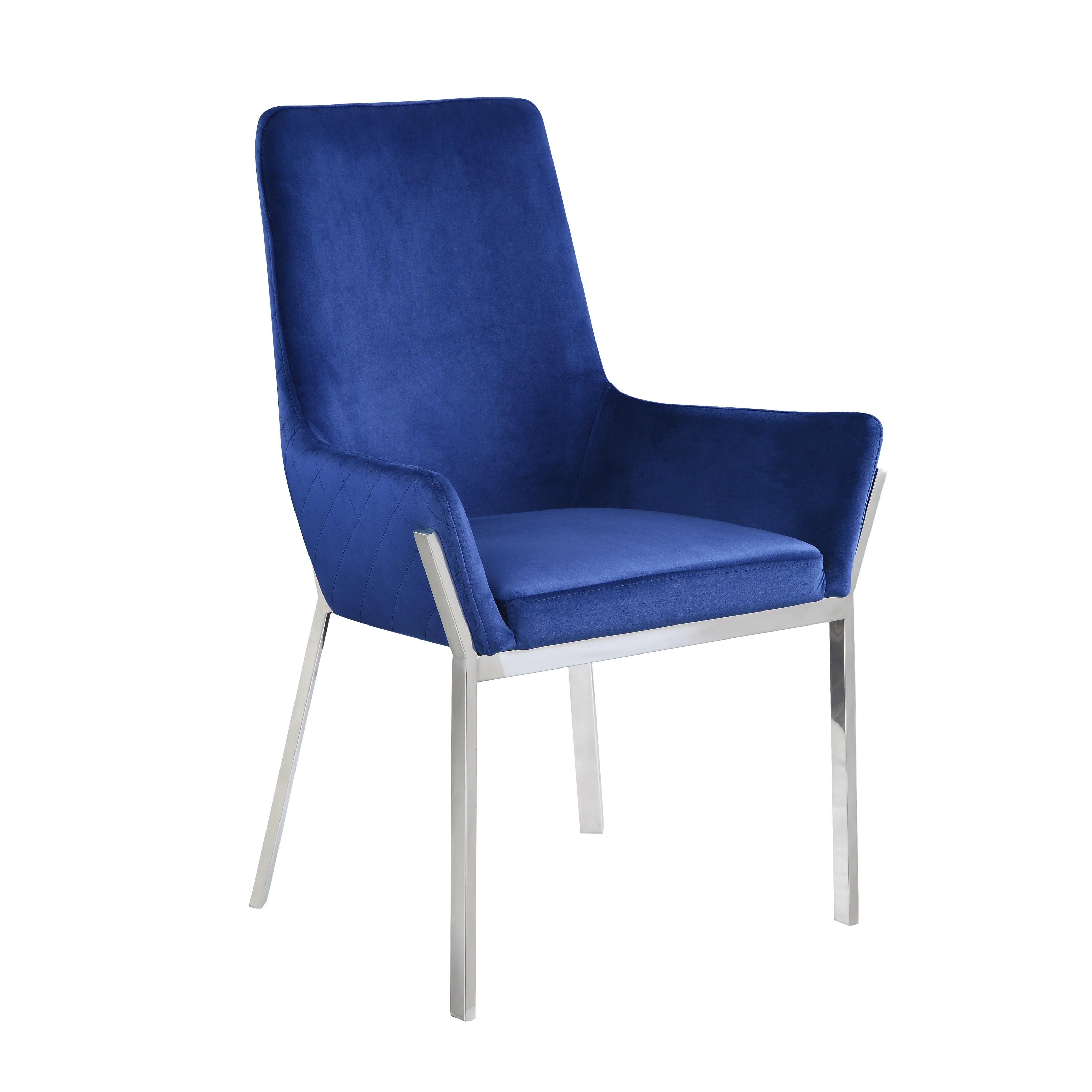 Modern Dining Chair Set Cambrie DN00222-2pcs in Blue Velvet