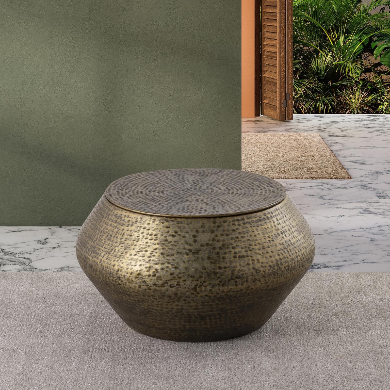 Contemporary, Modern Coffee Table T5203-29 Drum Coffee Table 718852652659 718852652659 in Brass 