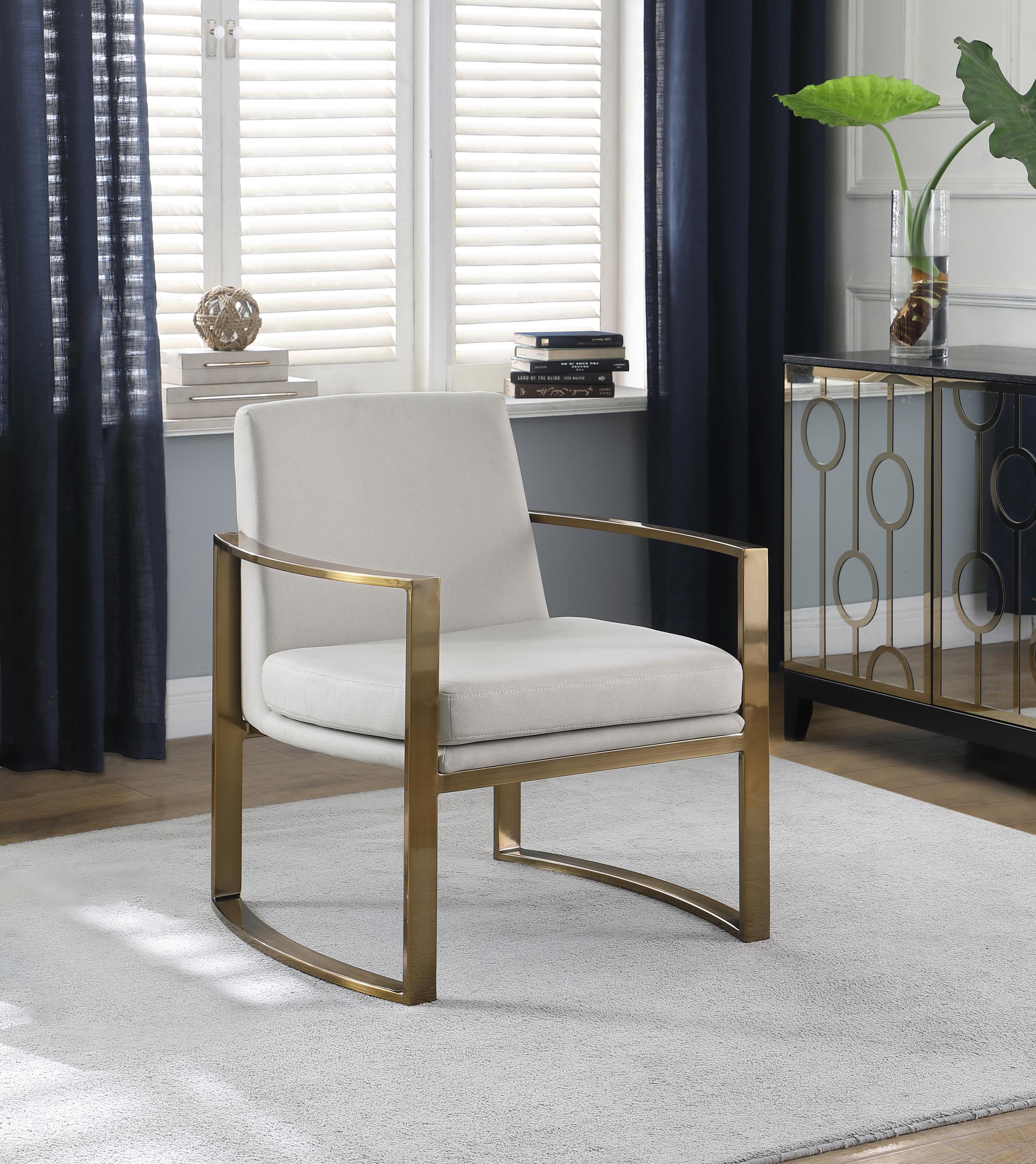 

    
Modern Bronze & Cream Micro-Denier Leatherette Accent Chair Coaster 903048
