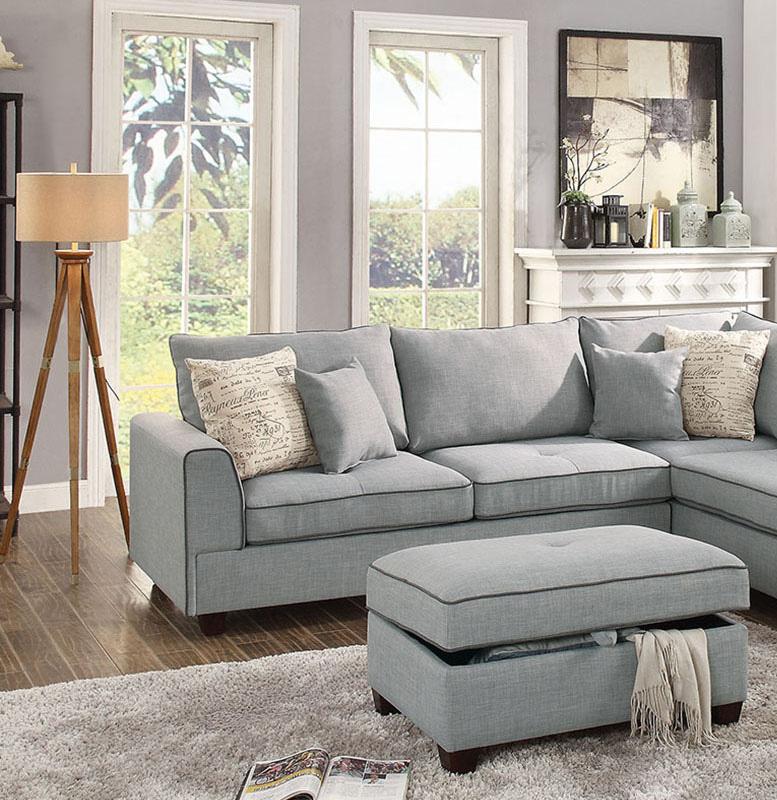 

    
Modern Light Grey Fabric 3-Pcs Sectional Sofa Set  F6543 Poundex
