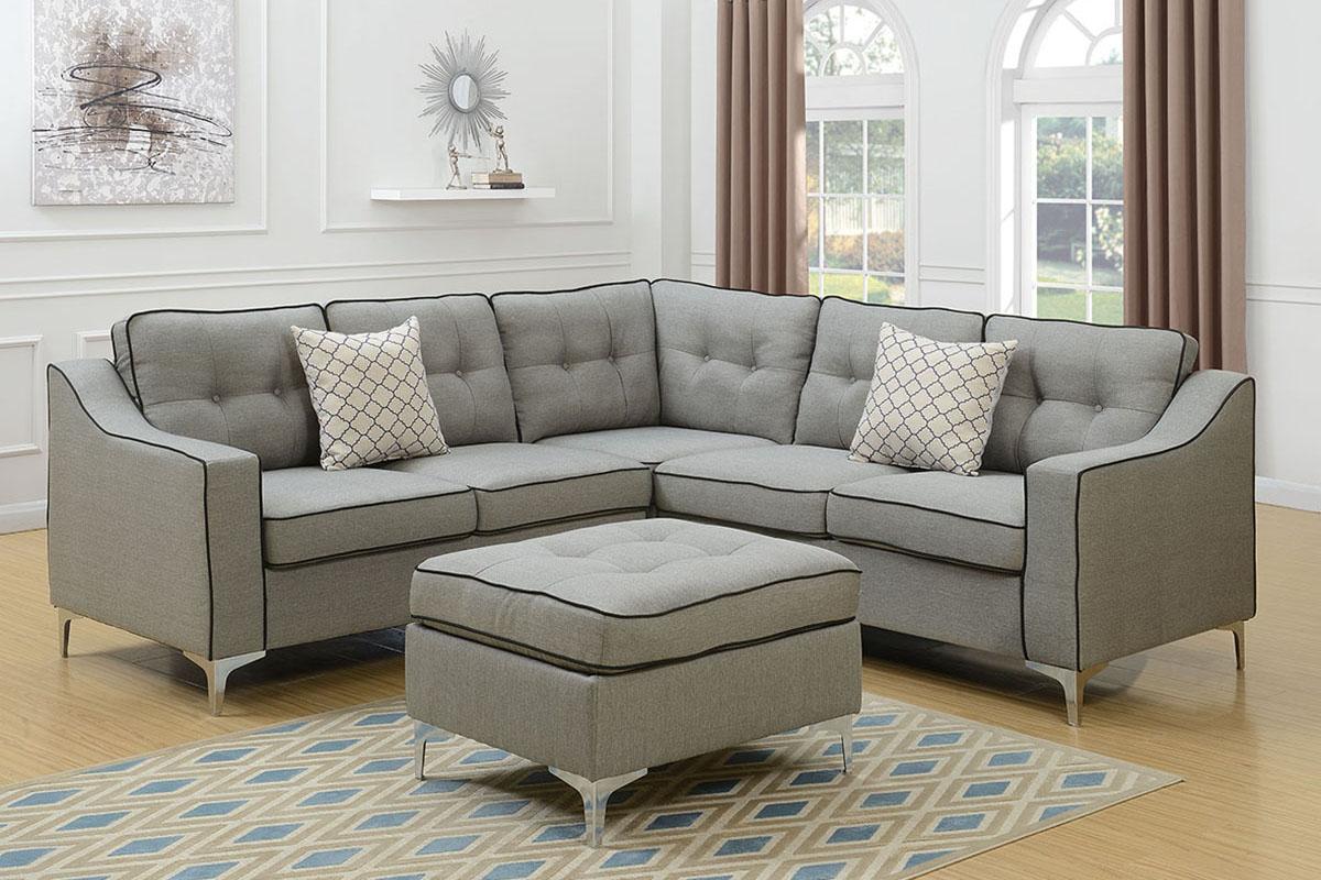 Contemporary, Modern 4-Pcs Sectional F6998 F6998 in Gray Fabric