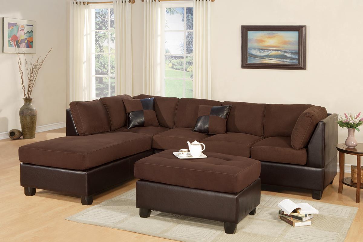 Modern Sectional Sofa Set F7615 F7615 in Brown Faux Leather