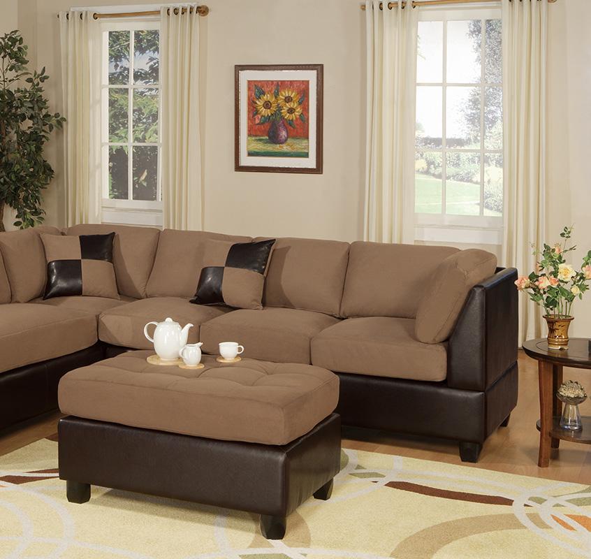 

    
Poundex Furniture F7616 Sectional Sofa Set Beige/Brown F7616
