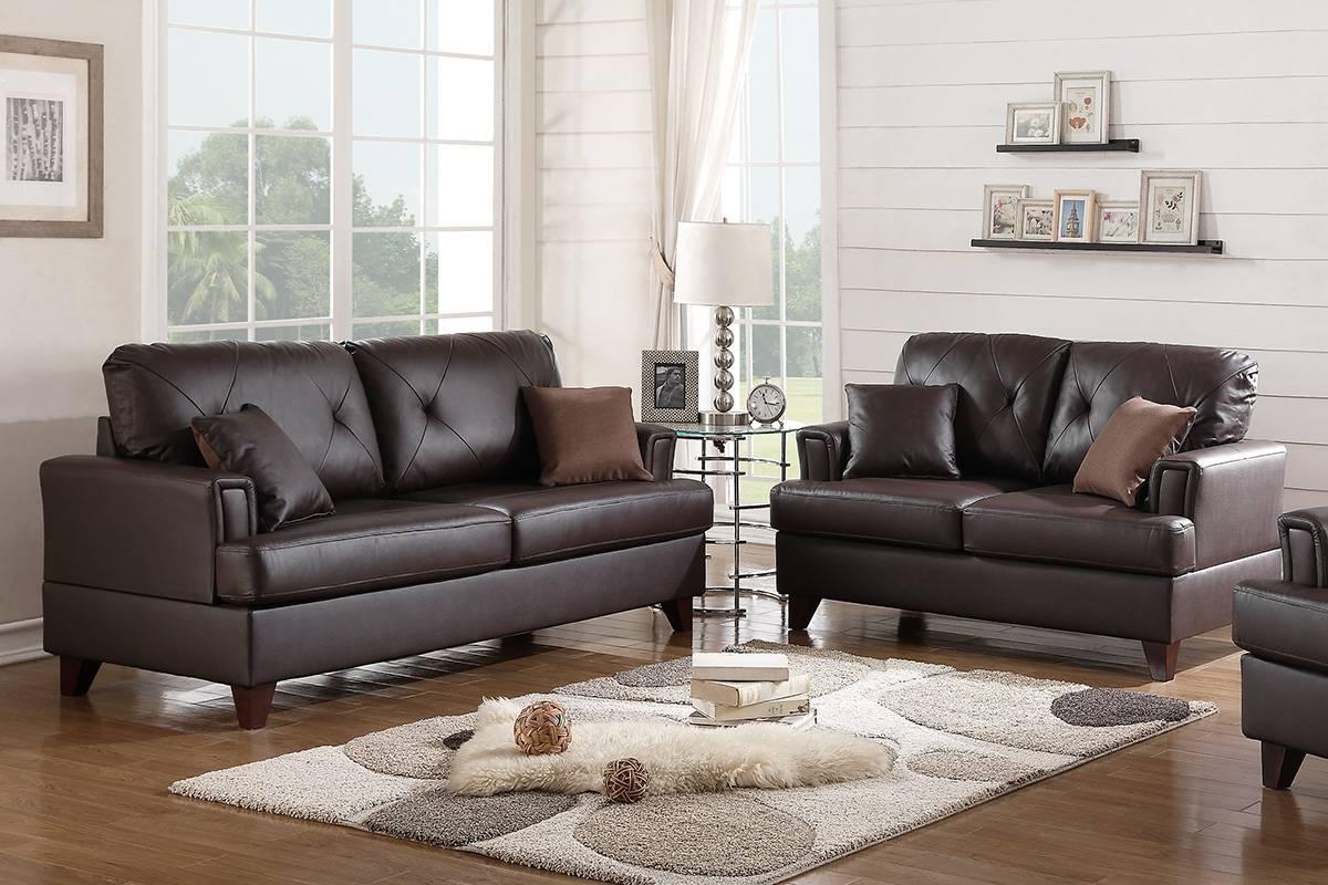 Contemporary, Modern Sofa Loveseat F6878 F6878 in Brown Genuine Leather