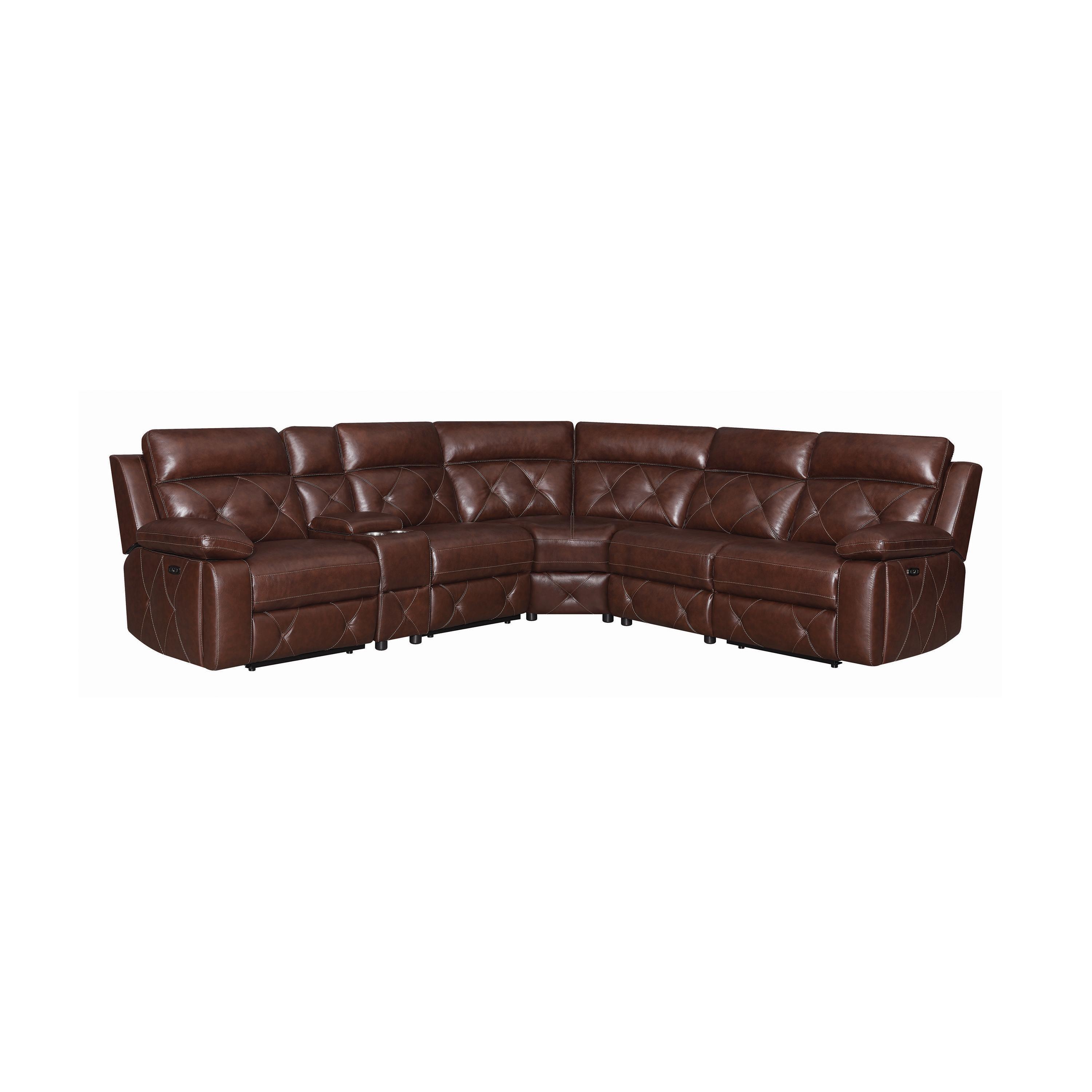 

    
Contemporary Chocolate Leather 6-piece Power Sectional Coaster 603440PP Chester
