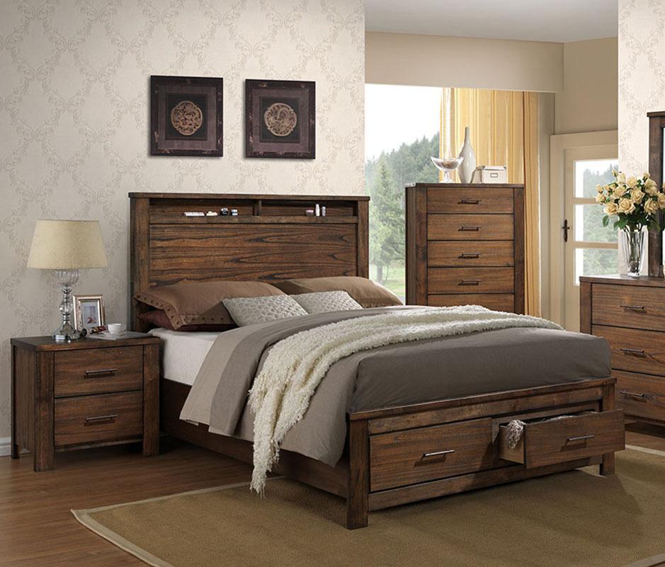 

    
Brown Oak Wood Calif. King Storage  Bed F9329 Poundex Modern
