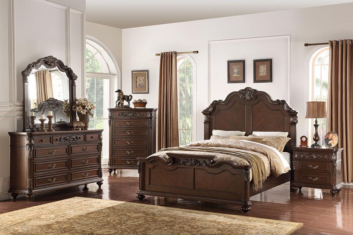 

    
Calif. King Bed F9385 Solid Pine Brown Wood Poundex Traditional
