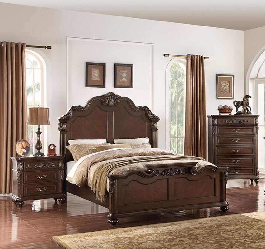 

    
Solid Pine Brown Wood Eastern King Bed F9385 Poundex Traditional
