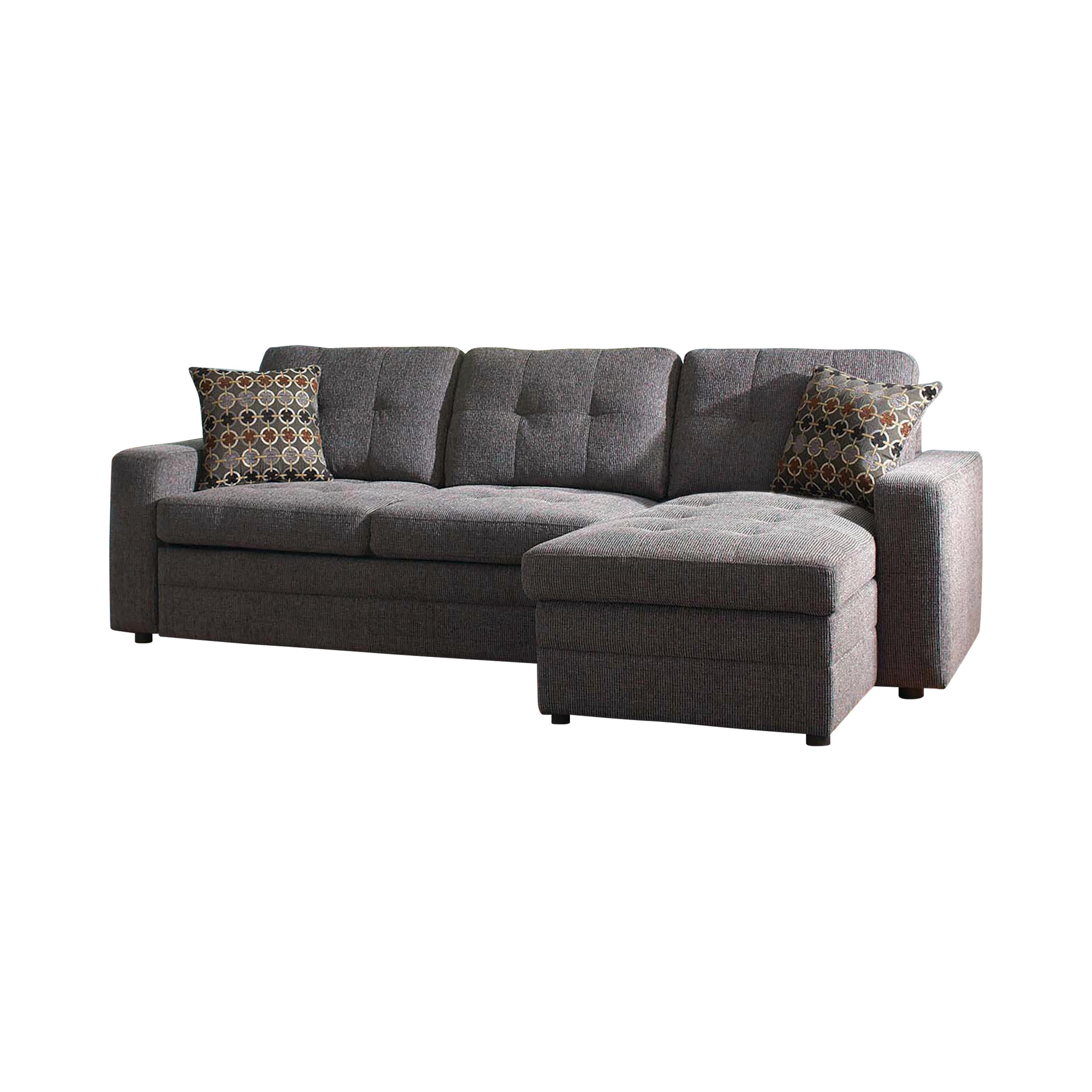 Modern Sleeper Sectional Sofa 501677 Gus 501677 in Charcoal Chenille