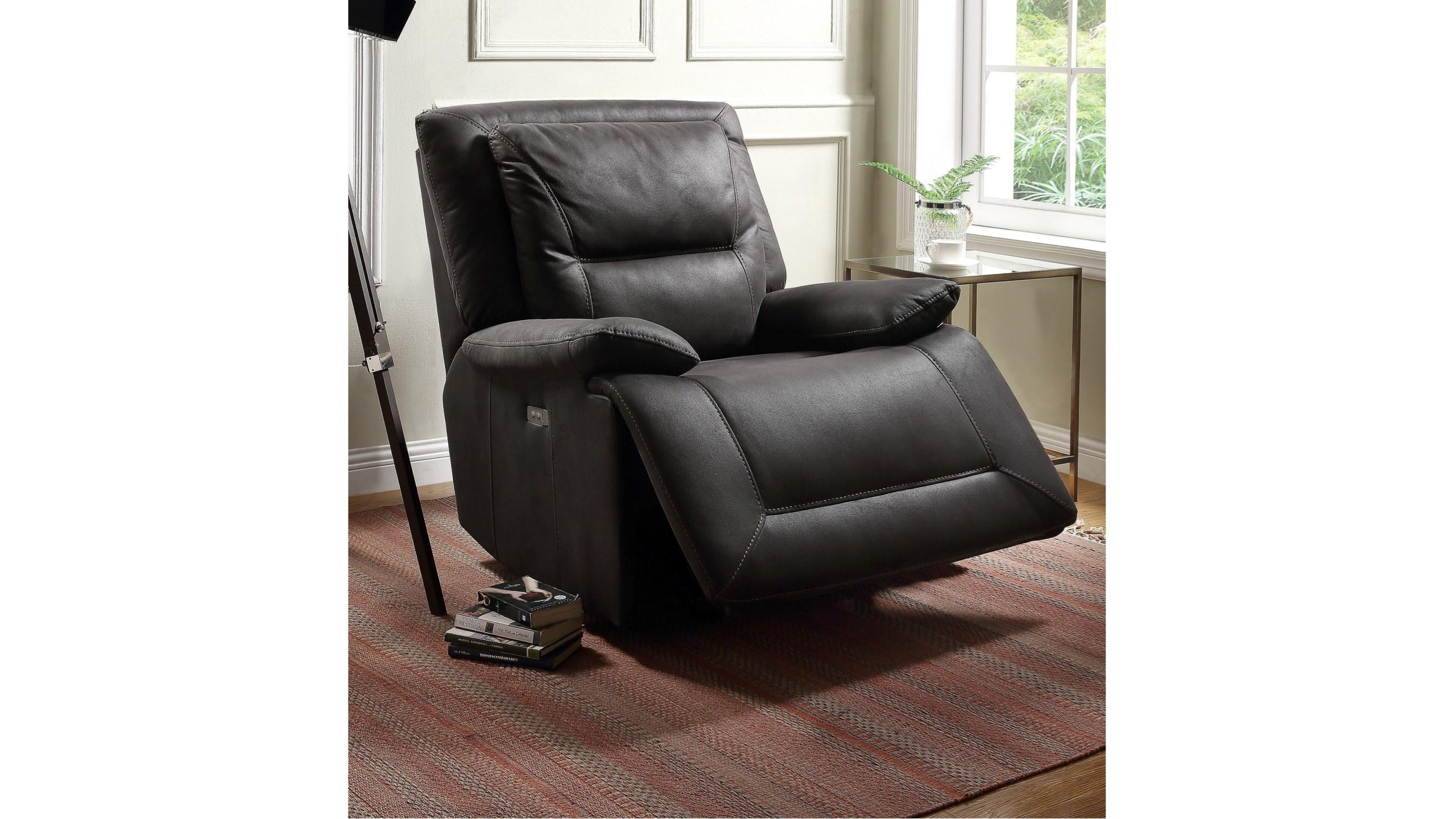 

    
Modern Charcoal Fabric Recliner by Acme Neely 59456
