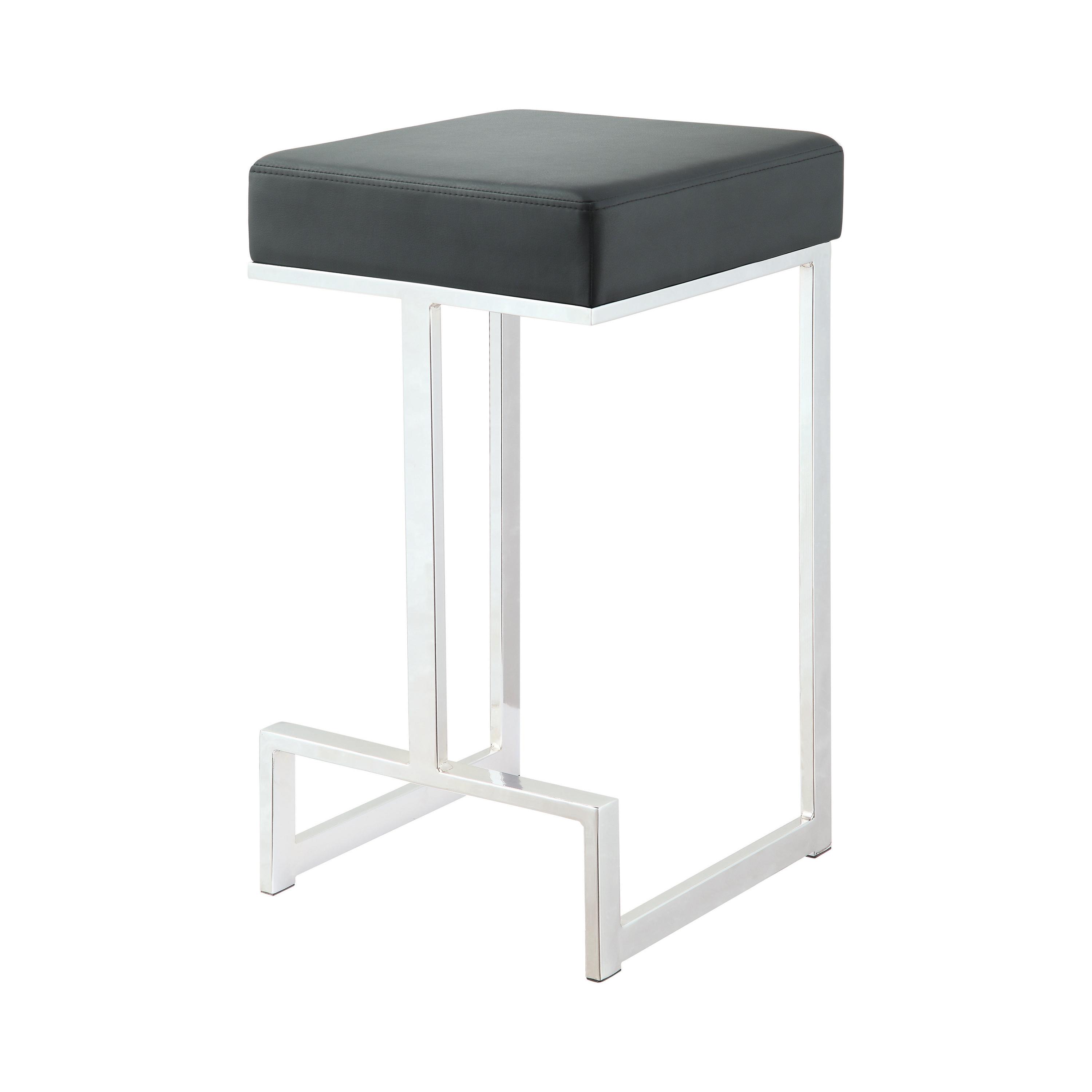 Modern Counter Height Stool 105253 105253 in Black Leatherette