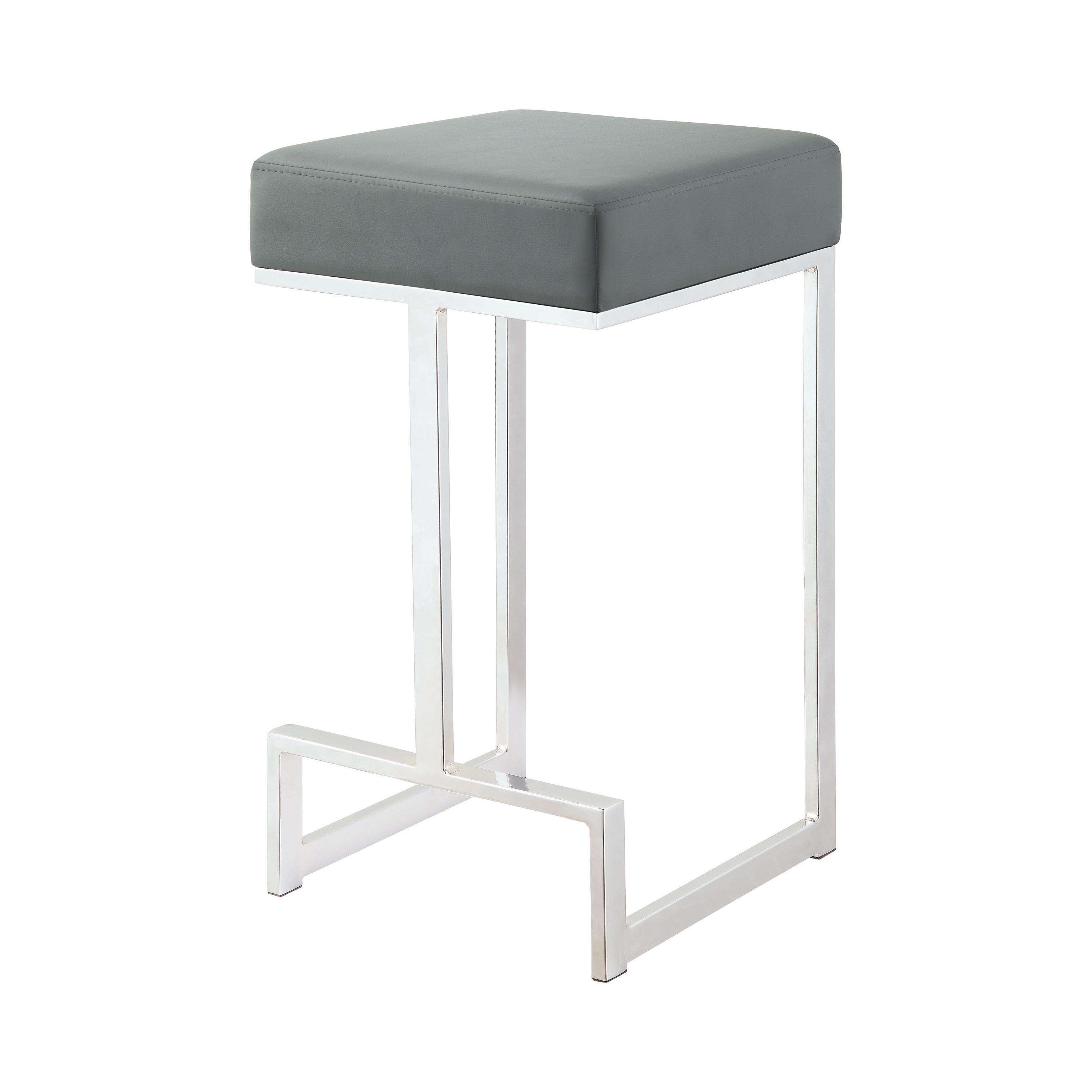 Modern Counter Height Stool 105252 105252 in Gray Leatherette