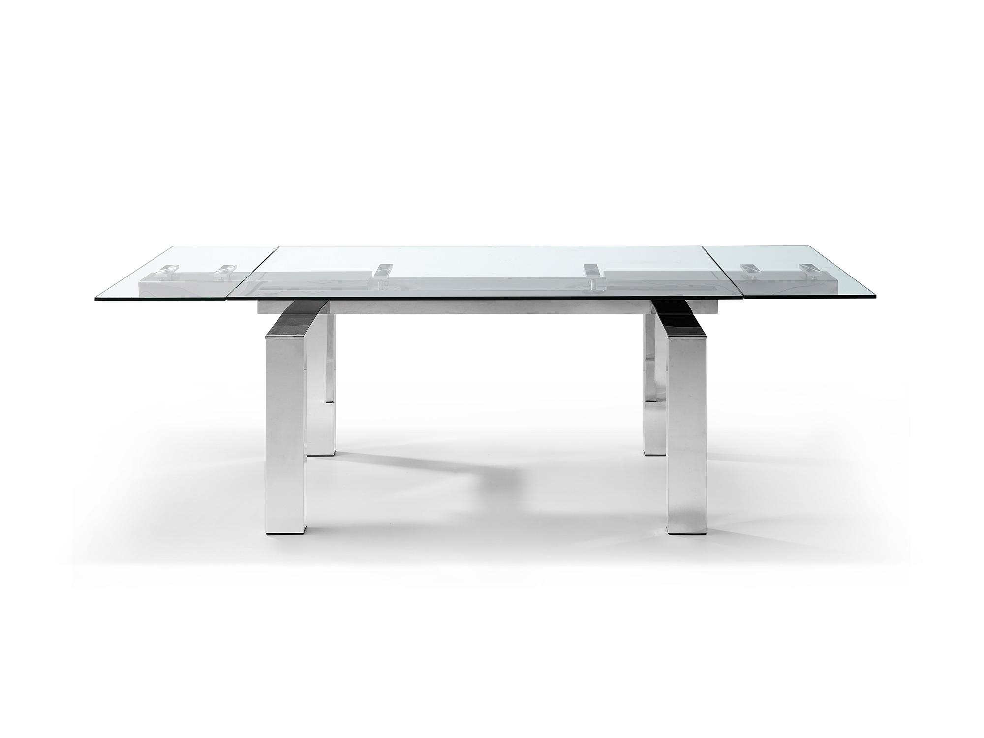 

    
Modern Chrome Stainless Steel & Tempered Glass Dining Table WhiteLine DT1234 Cuatro

