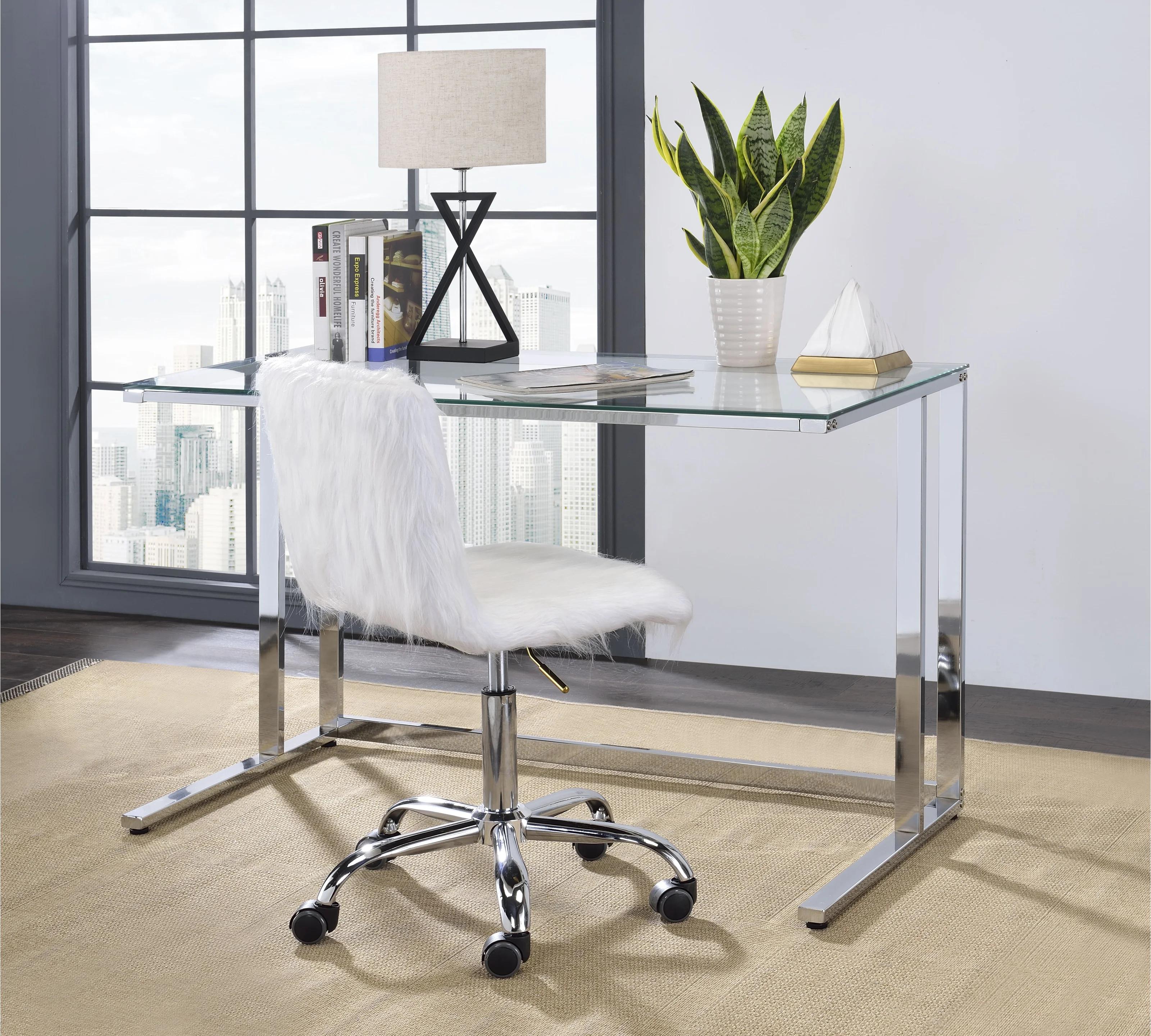 Contemporary, Modern Writing Desk 93100 Tyrese 93098 in Chrome 