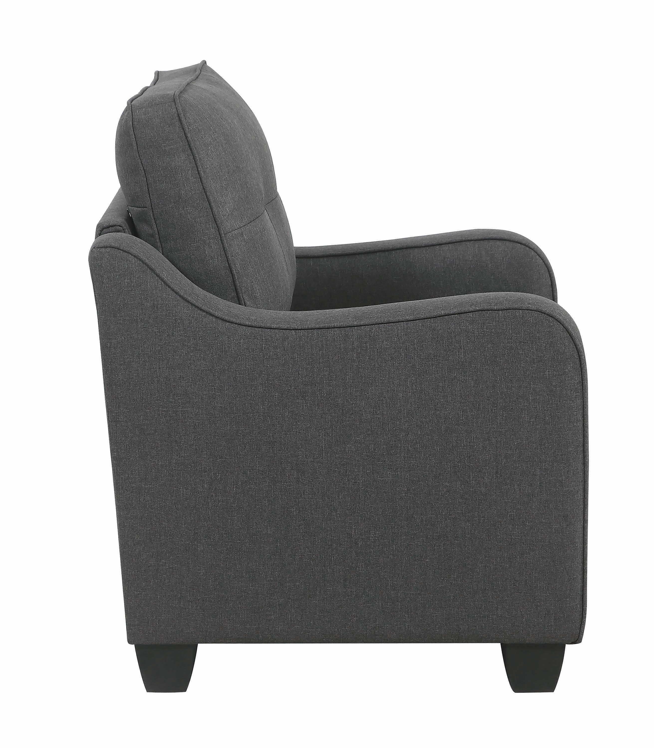 

    
 Shop  Modern Dark Gray Linen-like Living Room Set 2pcs Coaster 508321-2S Nicolette
