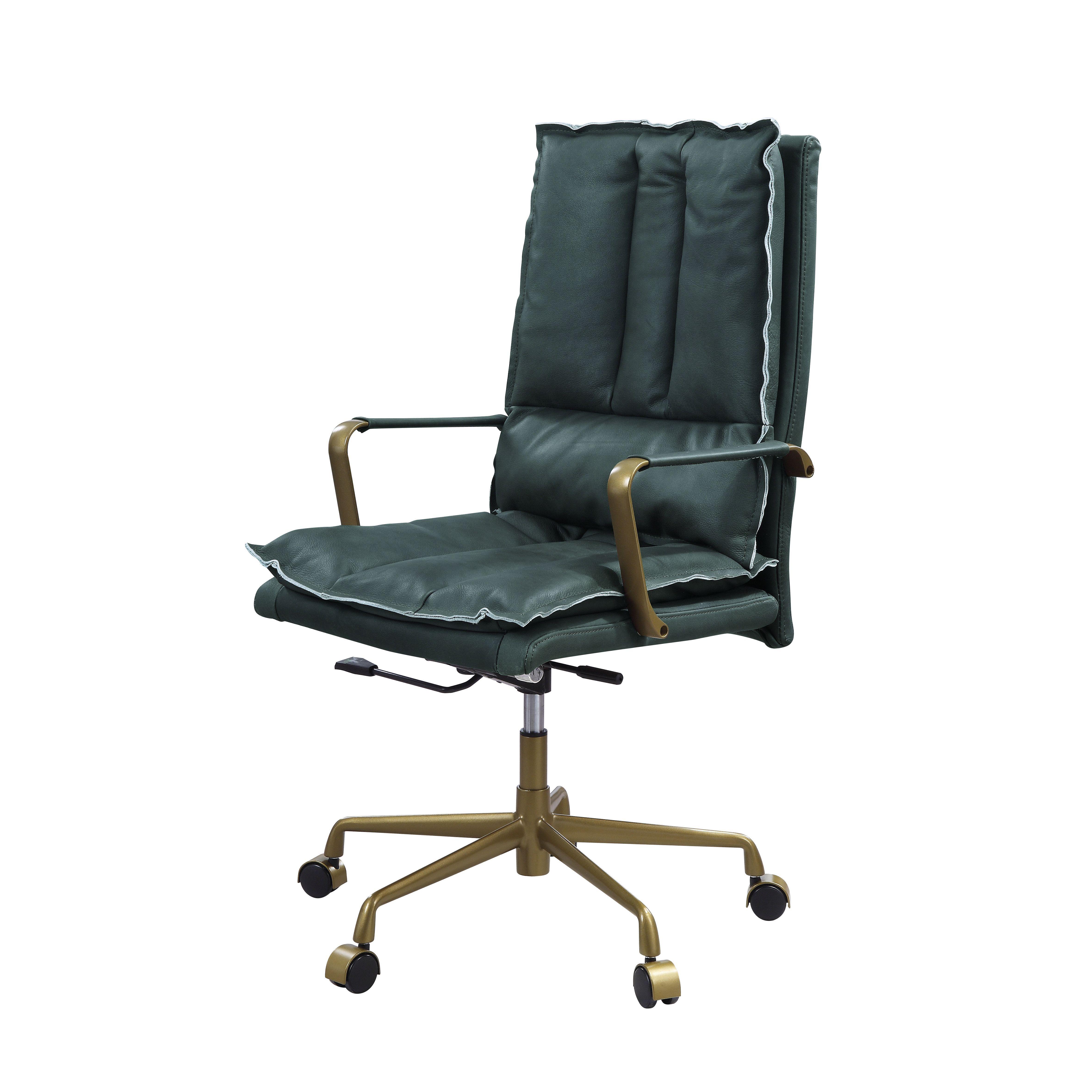 Modern Office Chair Tinzud 93166 in Green Leather