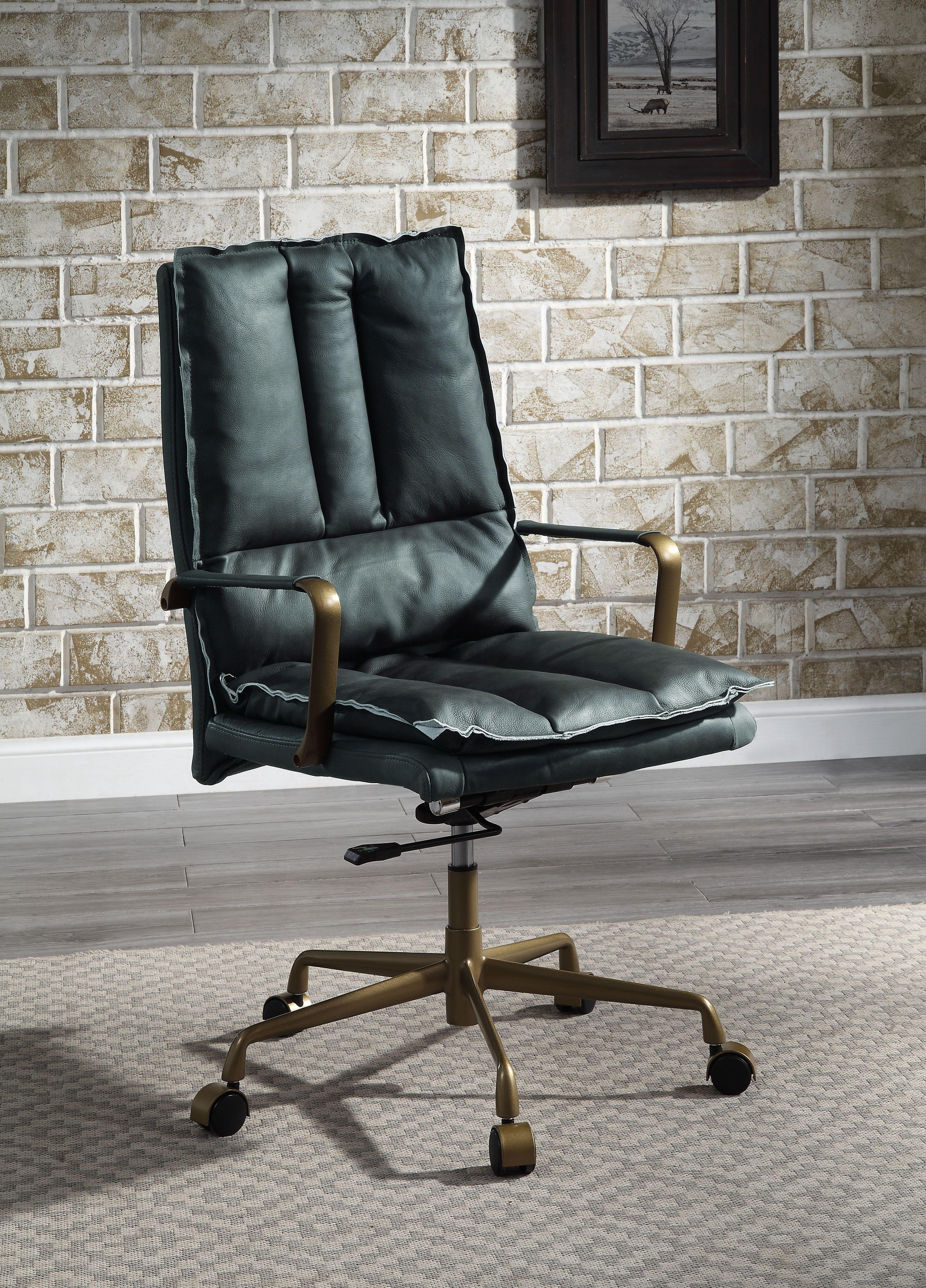 

    
 Order  Modern Dark Green Leather Office Chair by Acme Tinzud 93166

