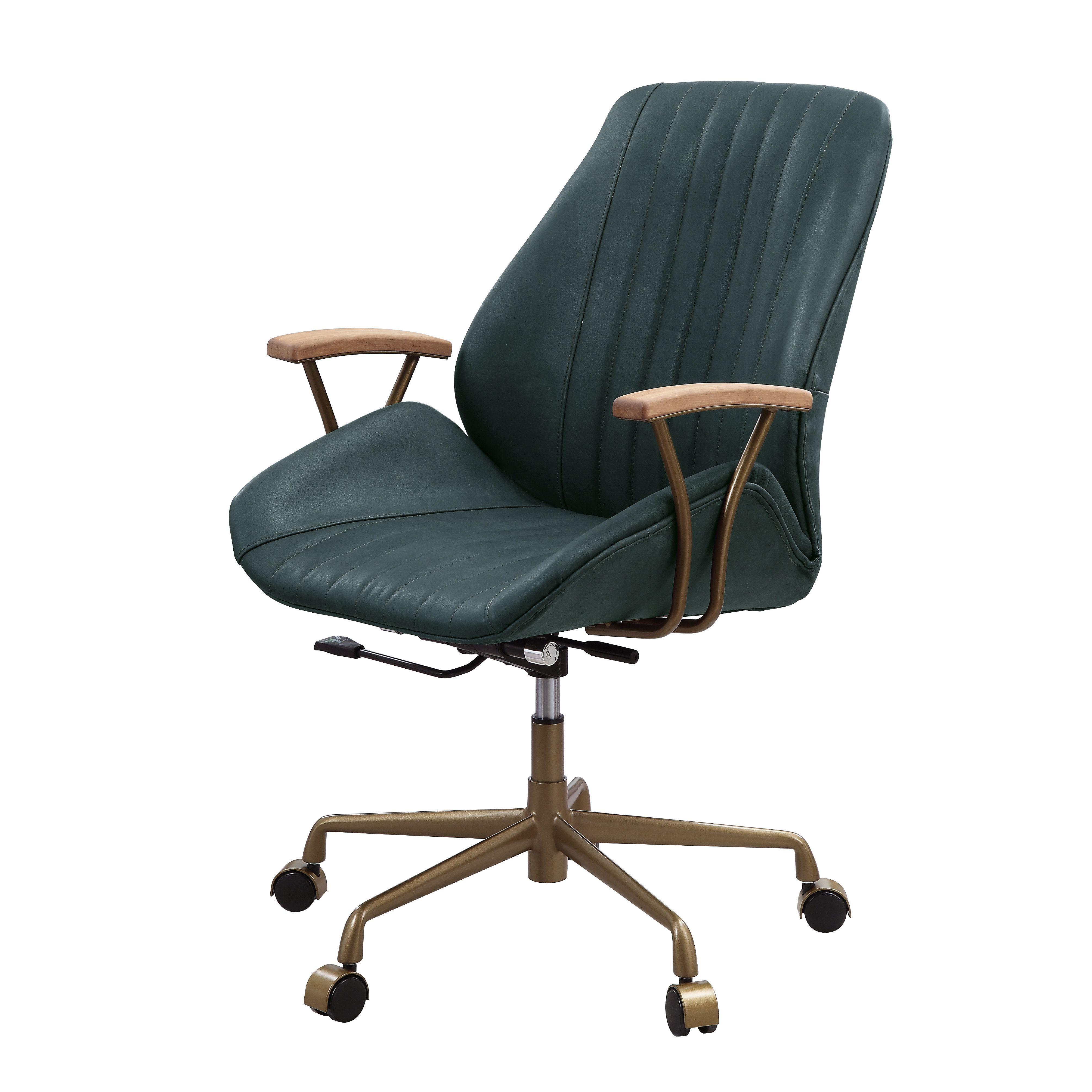 Modern, Classic Home Office Chair Argrio 93240 in Green Top grain leather