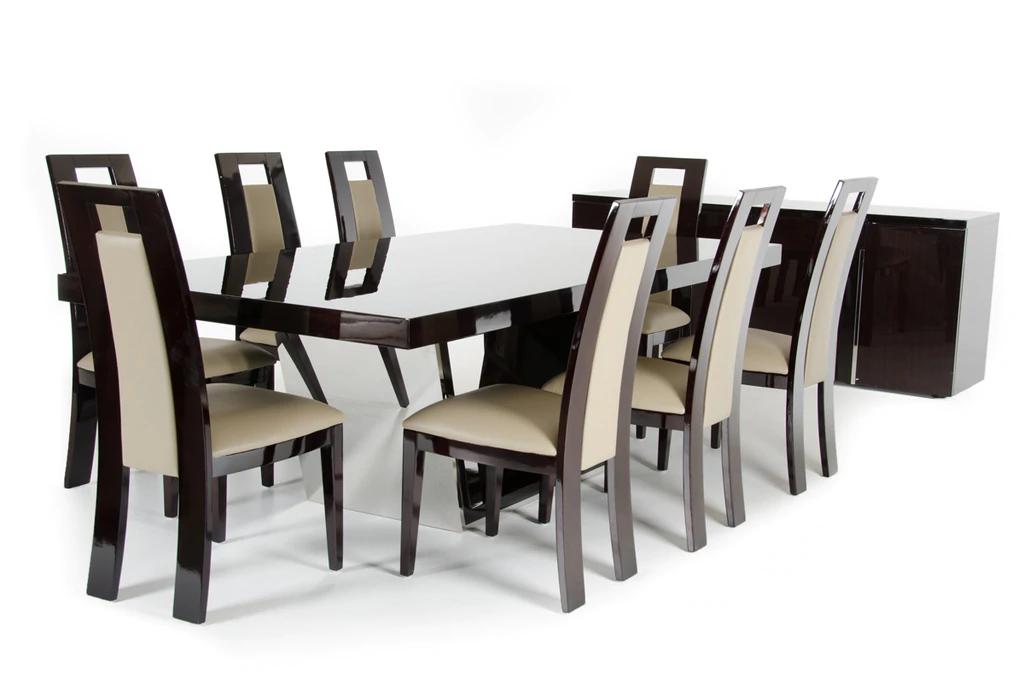 Contemporary, Modern Dining Room Set Christa Douglas VGHB220T-8pcs in Ebony, Brown Leatherette