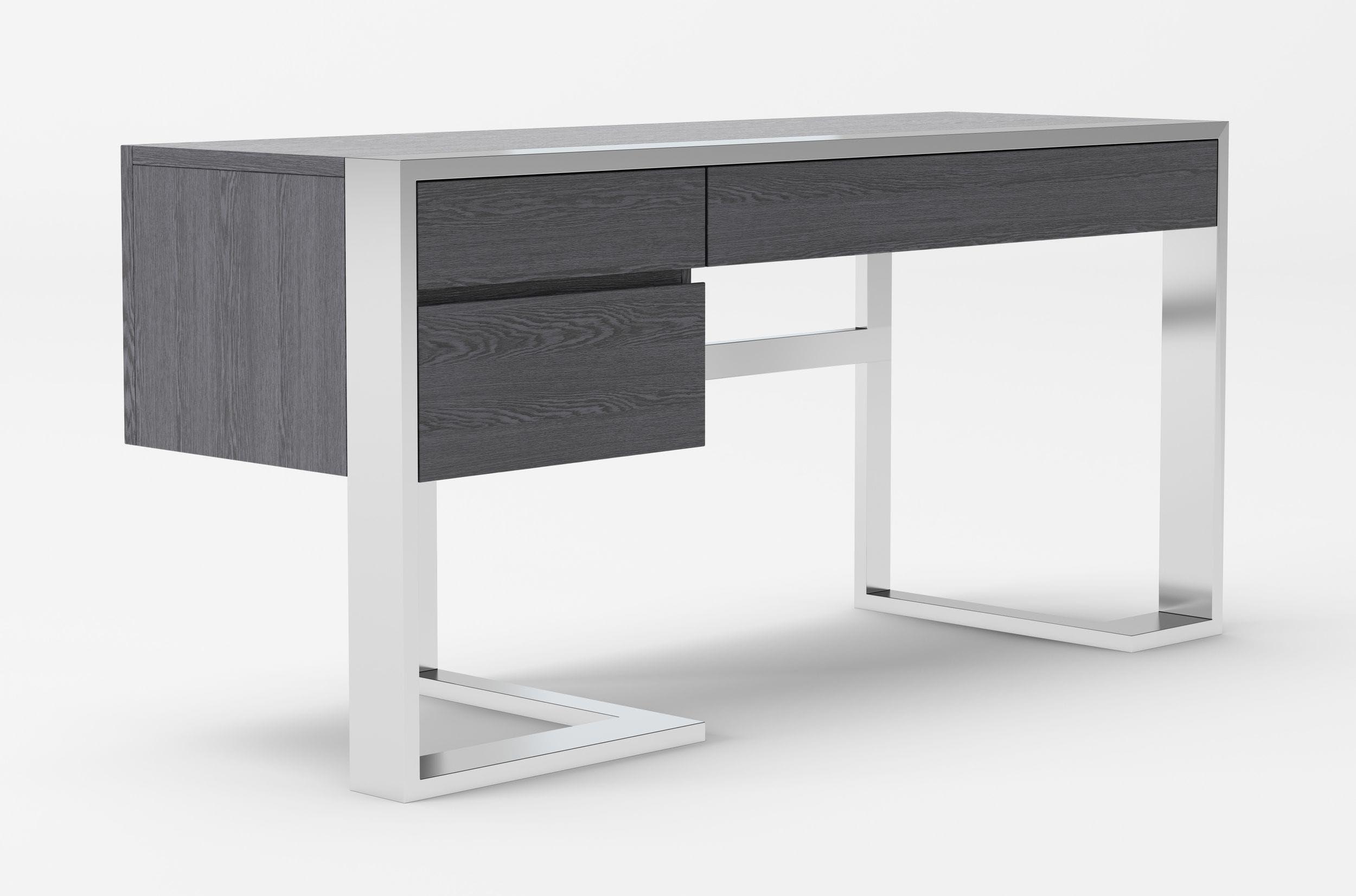 

    
Modern Elm Grey & Stainless Steel Home Office Desk by VIG Modrest Fauna
