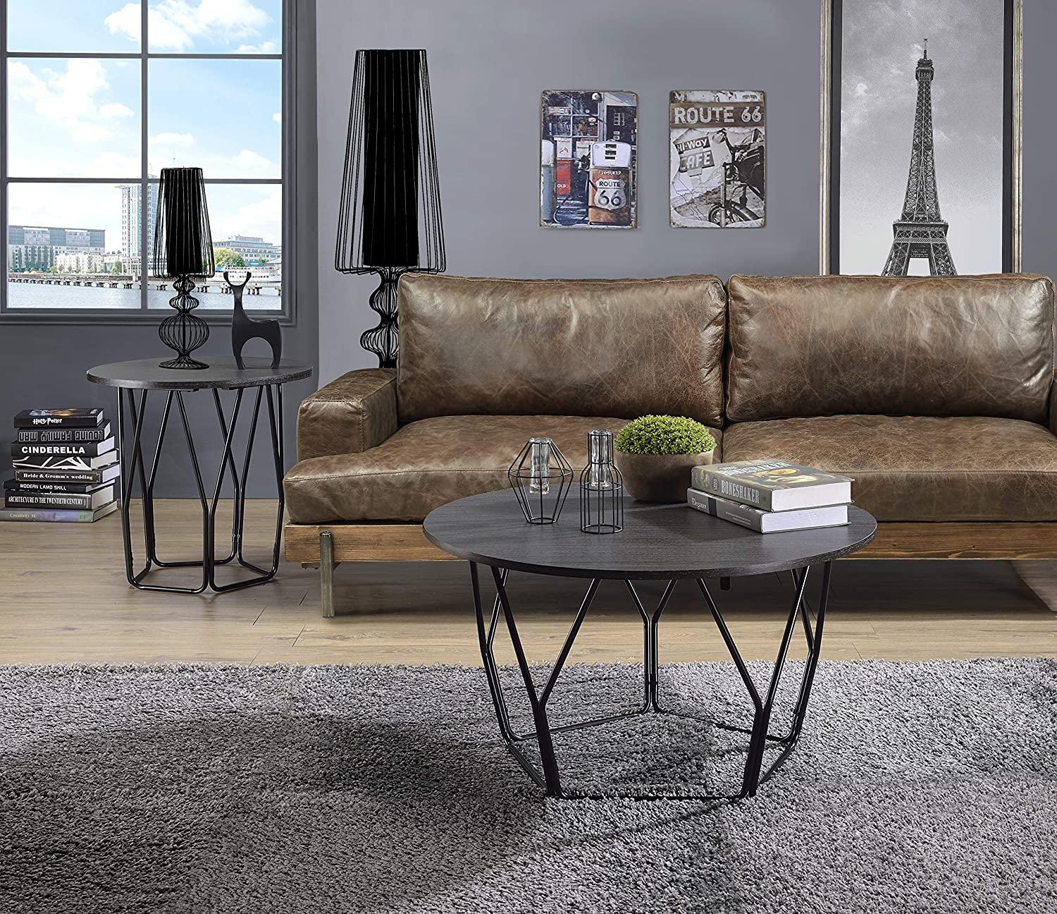 Modern Coffee Table and 2 End Tables Sytira 83950-3pcs in Black 