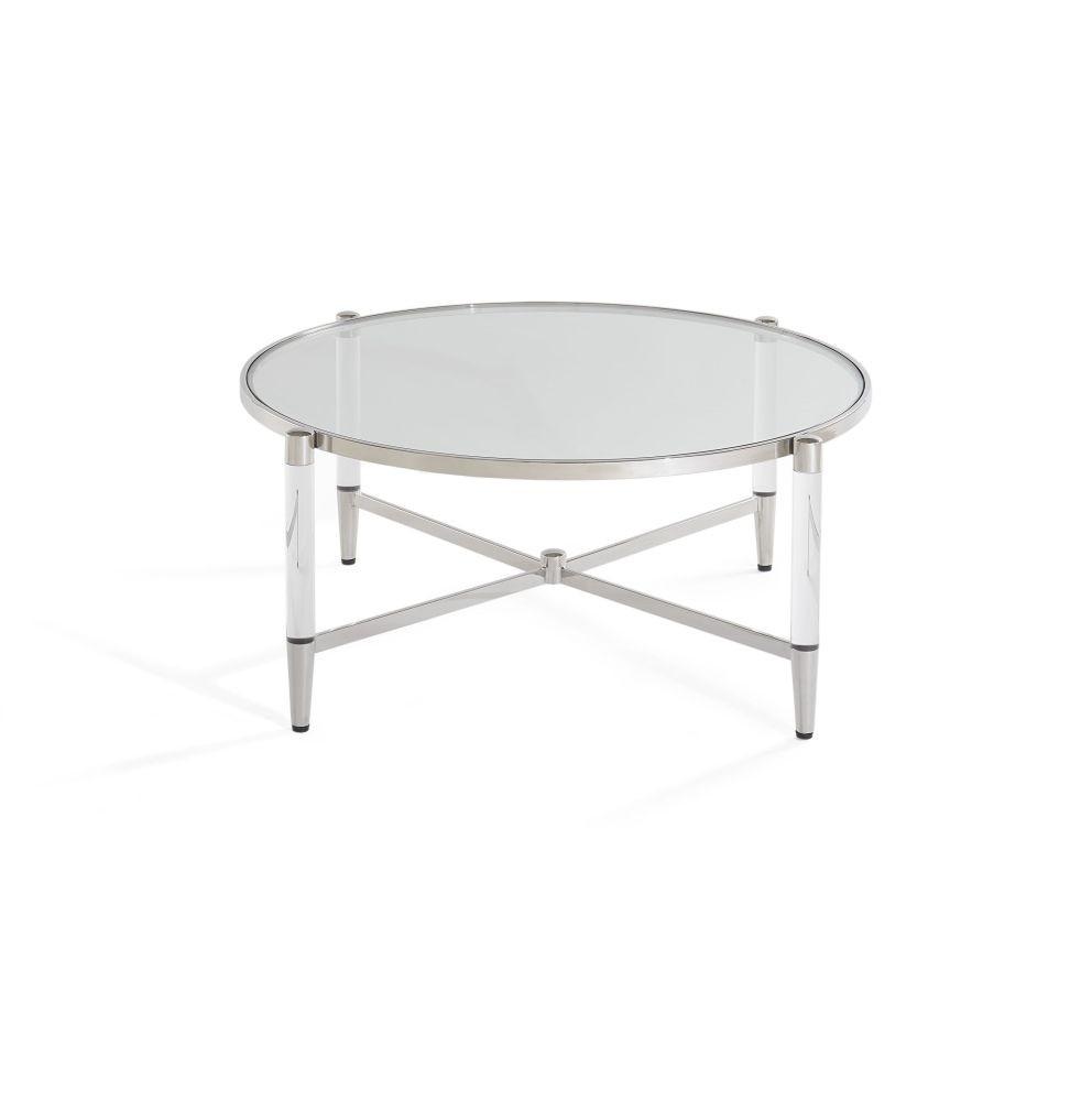

    
Modern Glass Top & Steel Base Round Coffee Table MARILYN by Modus Furniture
