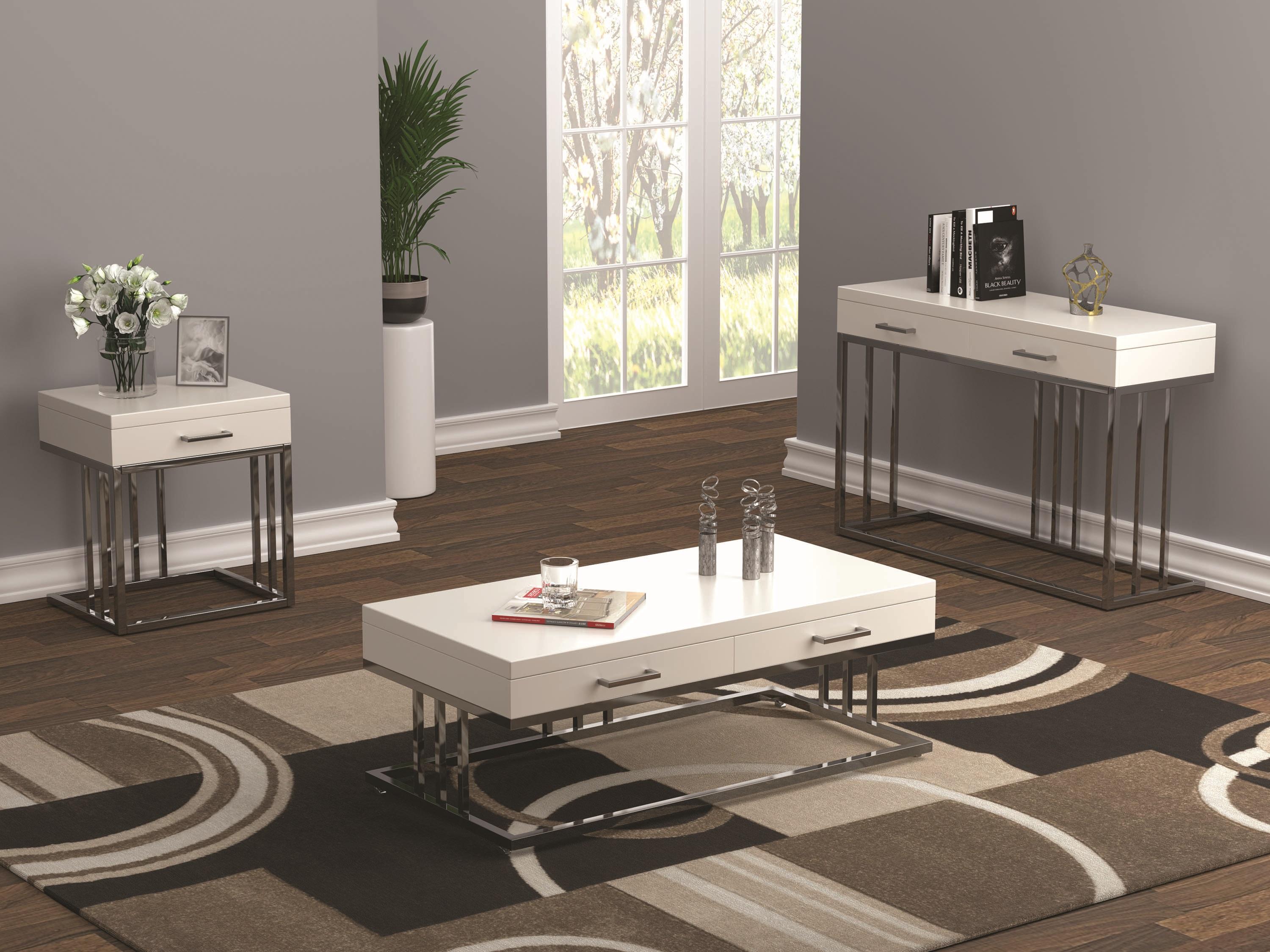 

    
723139 Modern Glossy White Wood Sofa Table Coaster 723139

