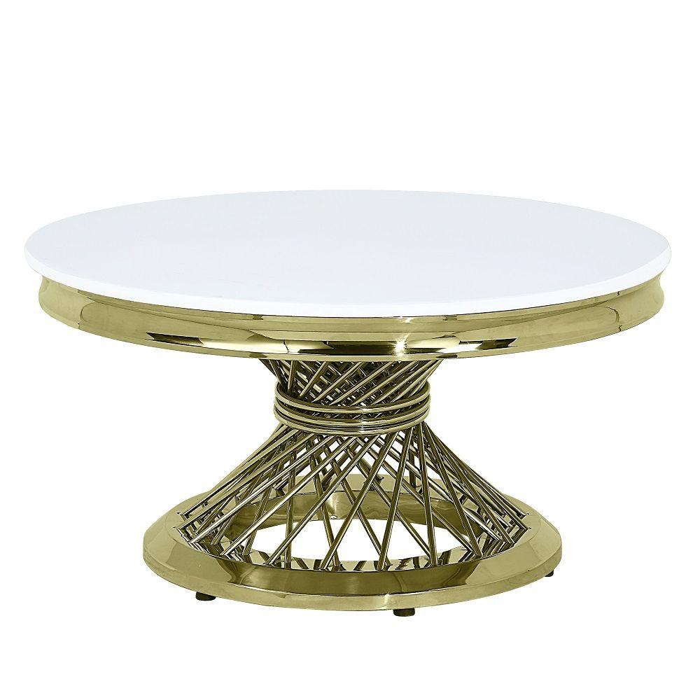 Modern, Classic Coffee Table Fallon Round Coffee Table LV01957-CT LV01957-CT in Gold 