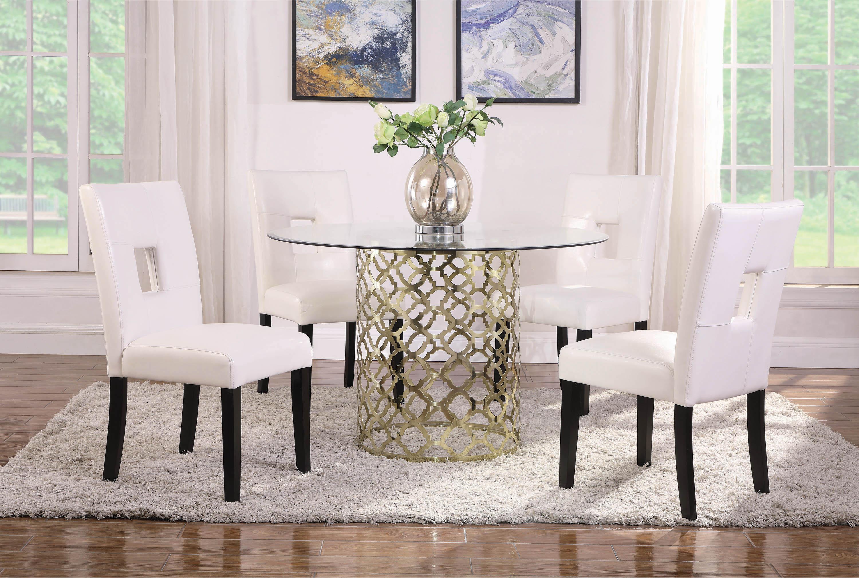 

    
Modern Gold Metal Dining table Bradshaw by Coaster
