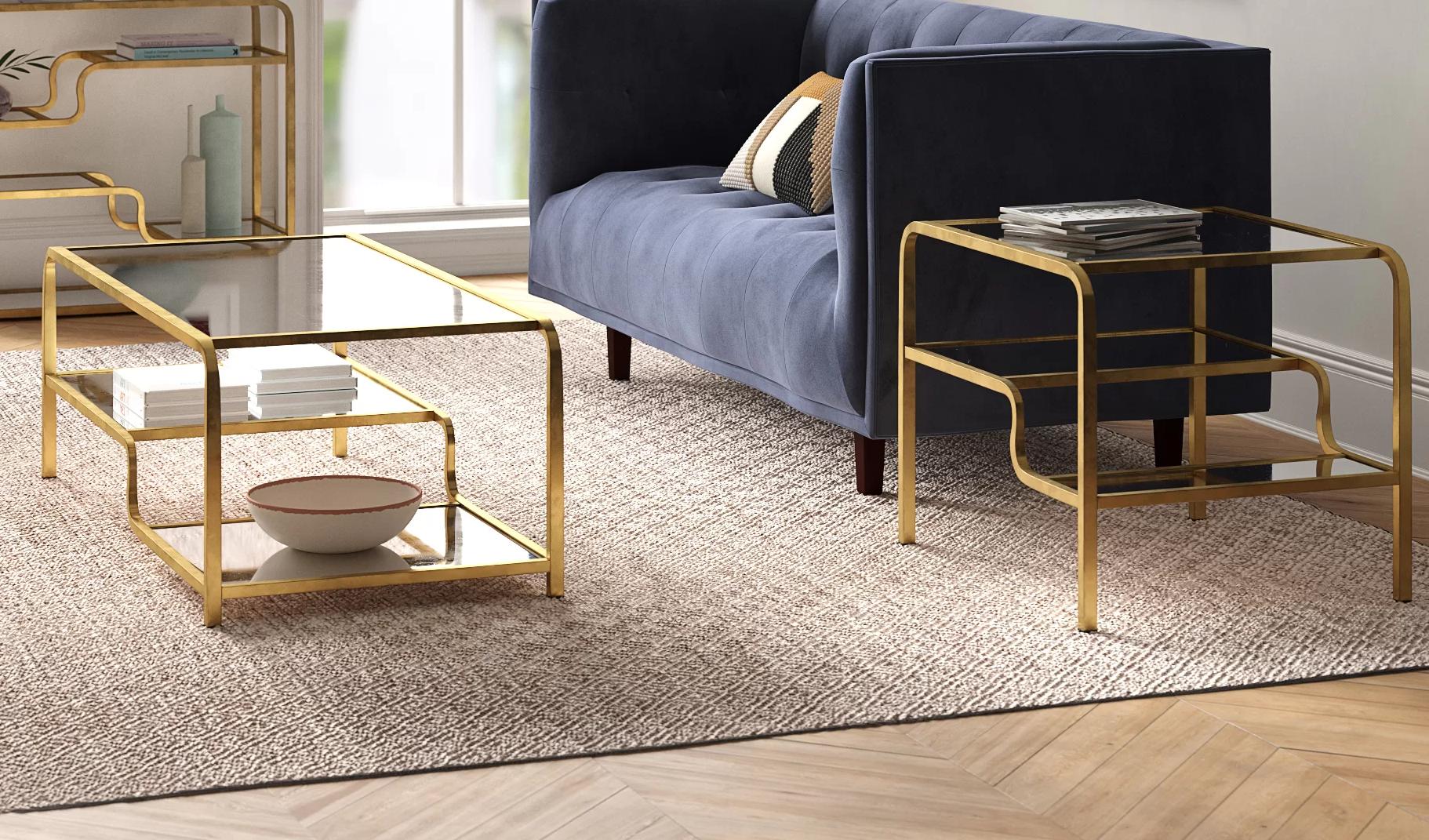 Modern Coffee Table and 2 End Tables Astrid 81090-3pcs in Gold 