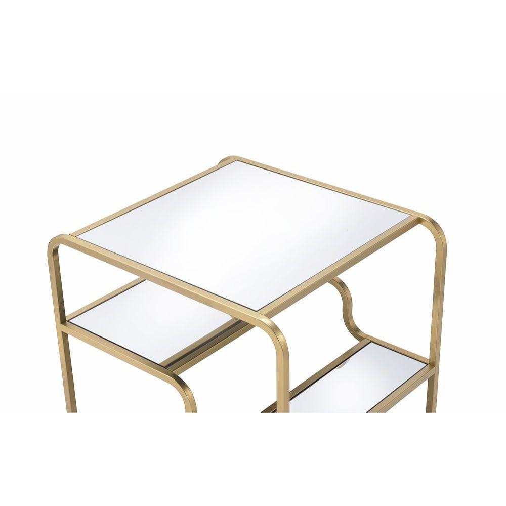 

    
Modern Gold & Mirror End Table by Acme Astrid 81092

