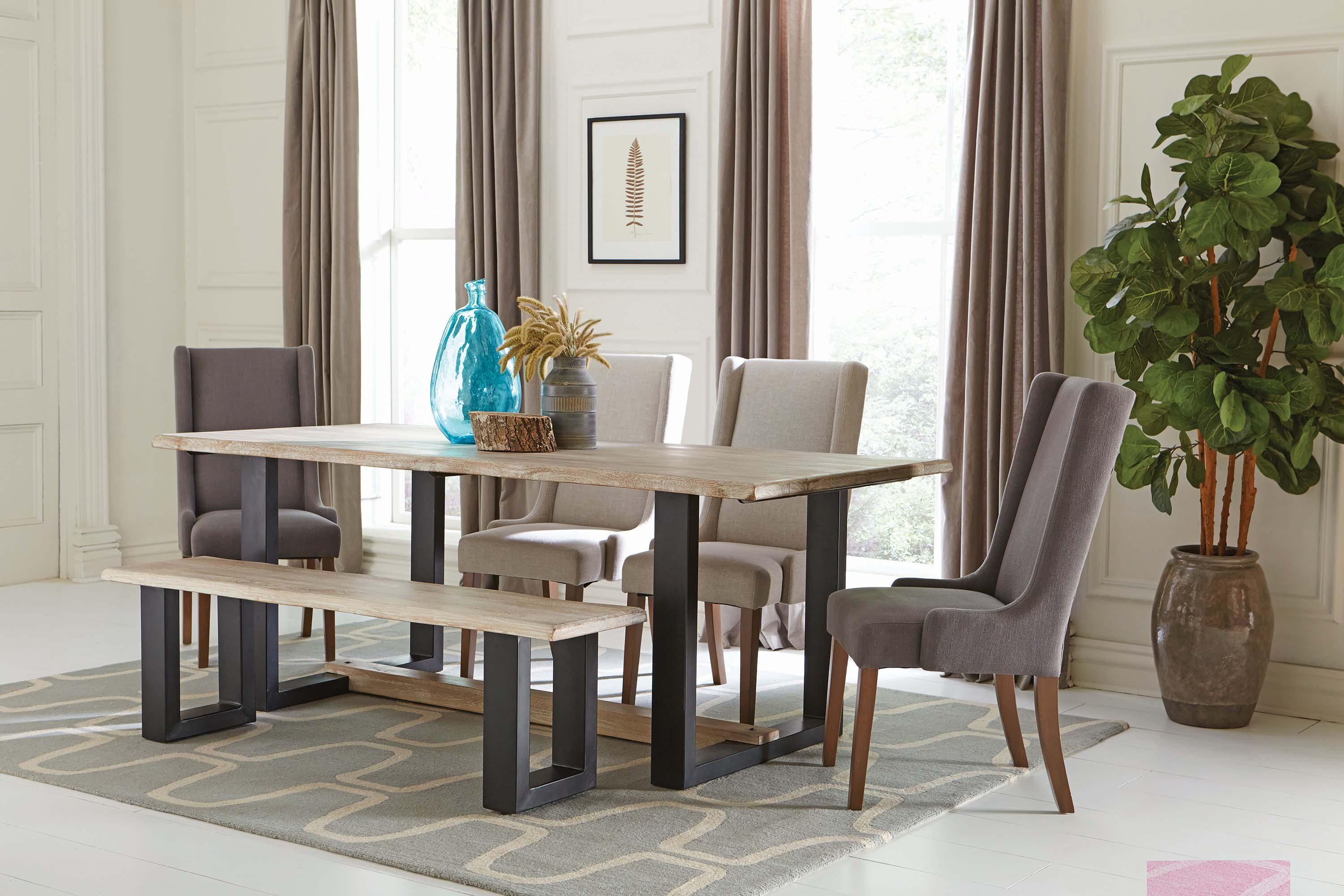 Modern Dining Table Levine 180181 in Black, Gray 