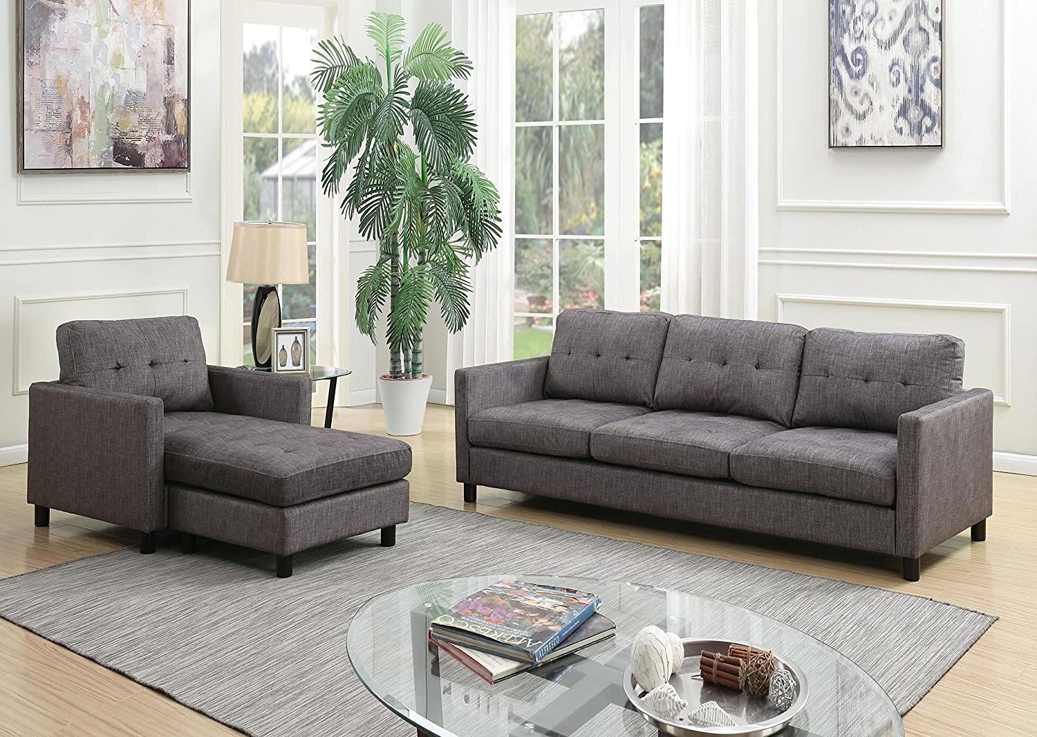 Modern Sectional Sofa Set Ceasar 53315-4pcs in Gray Fabric