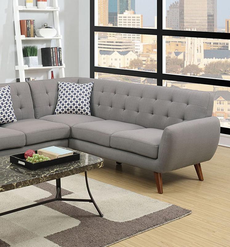 

    
Poundex Furniture F6961 2-Pcs Sectional Sofa Gray F6961
