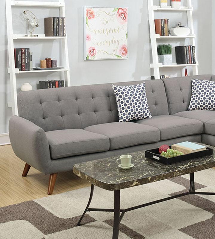 

    
Gray Fabric Sectional Sofa F6961 Poundex Contemporary Modern
